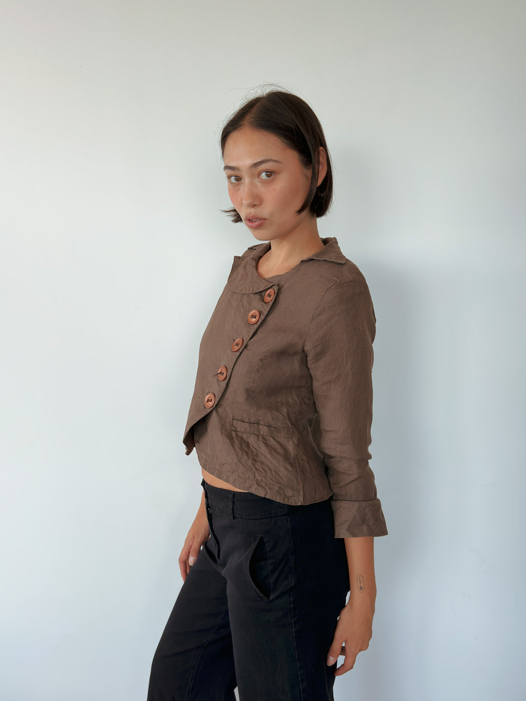 asymmetric pea coat — size S