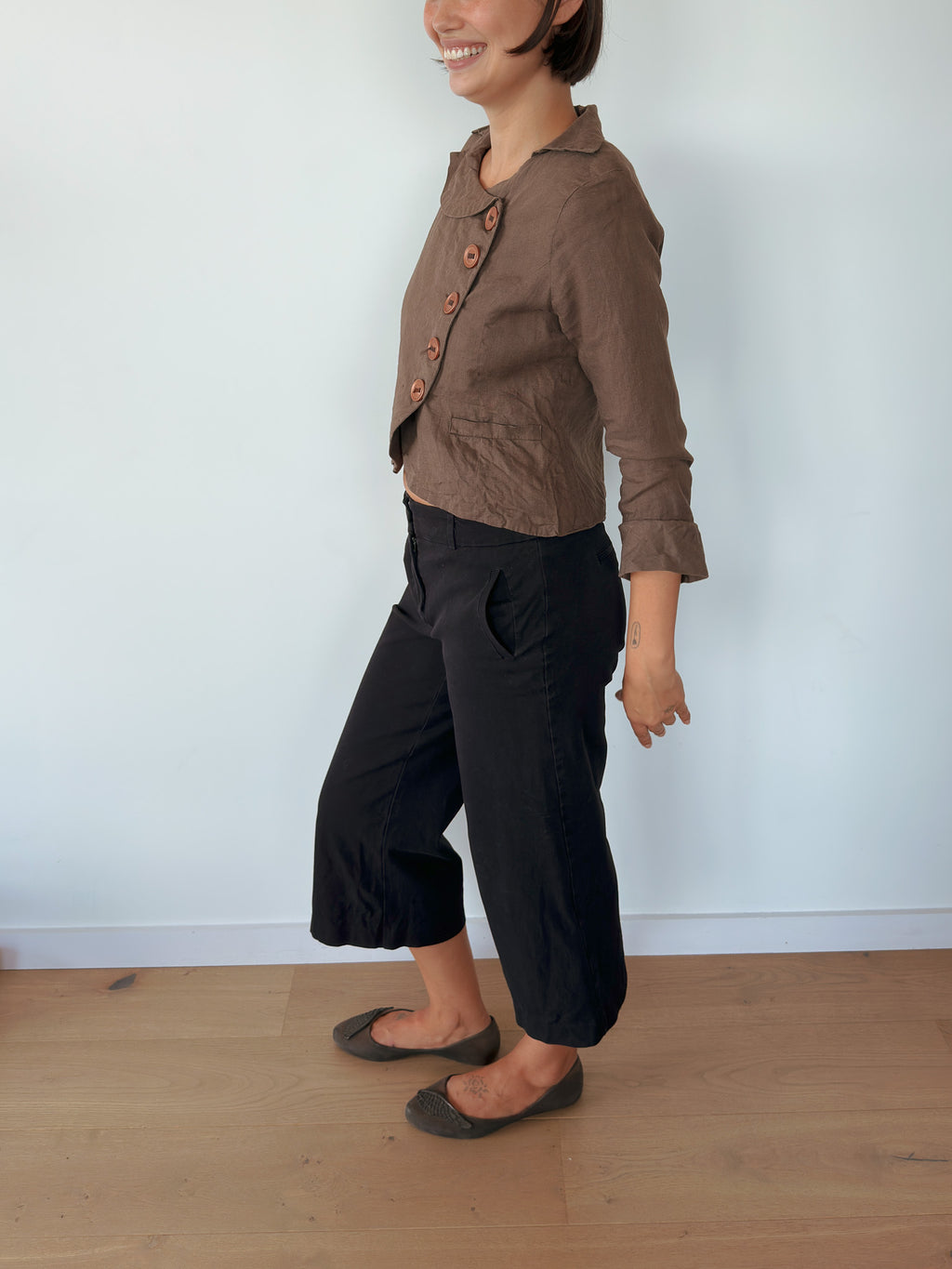 asymmetric pea coat — size S