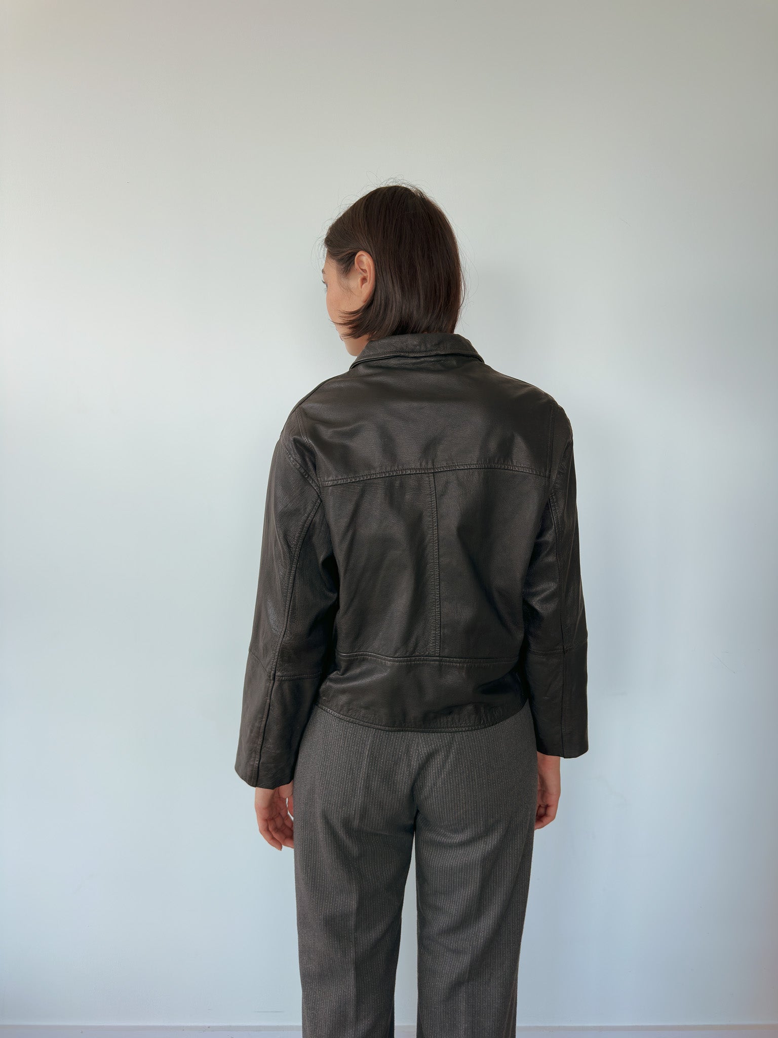 leather bomber jacket — size S