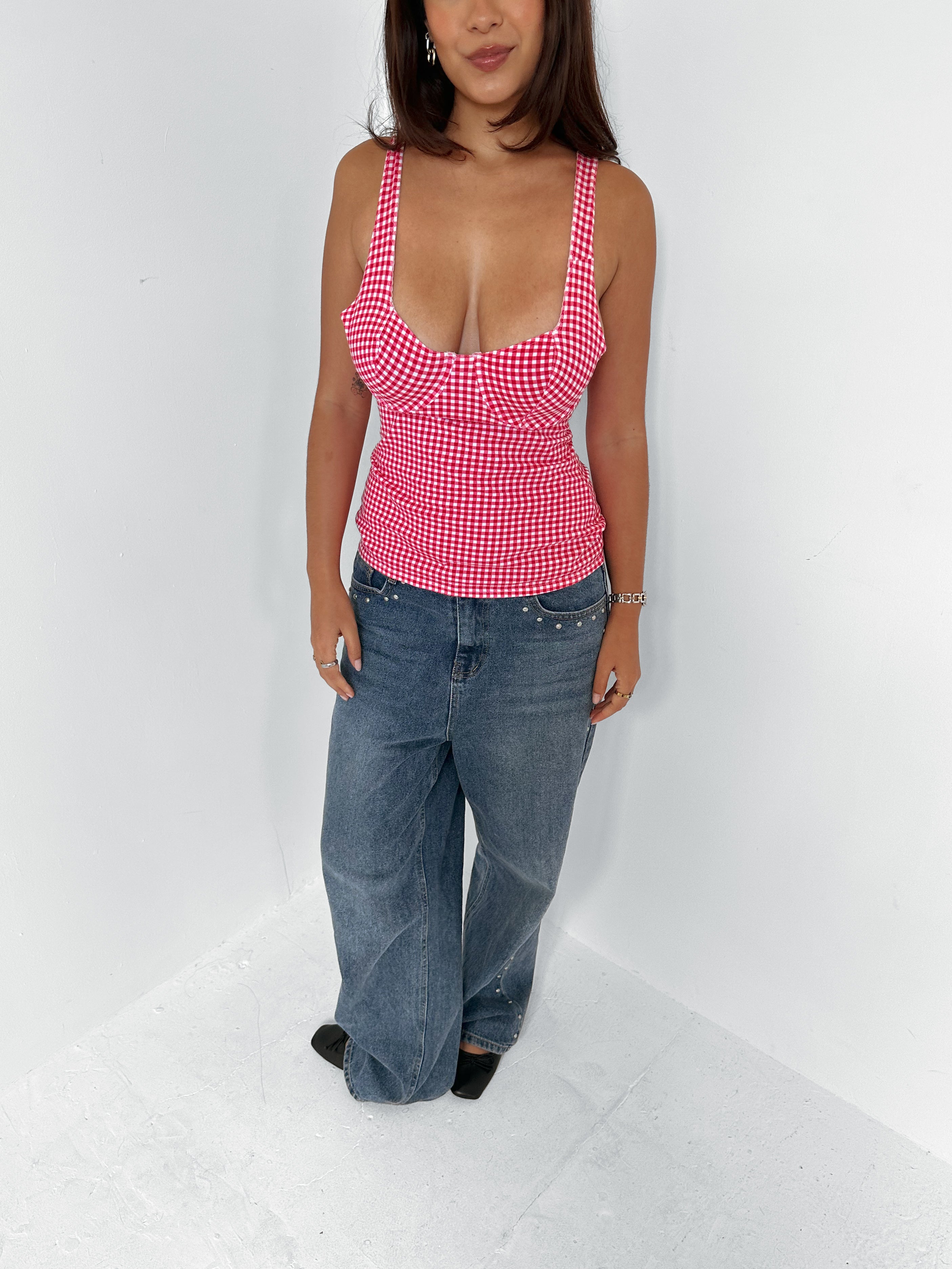 gingham bustier — size s/m