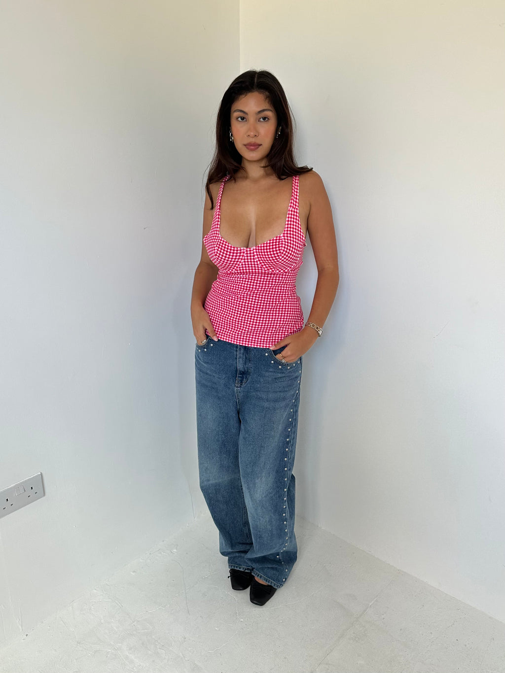 gingham bustier — size s/m