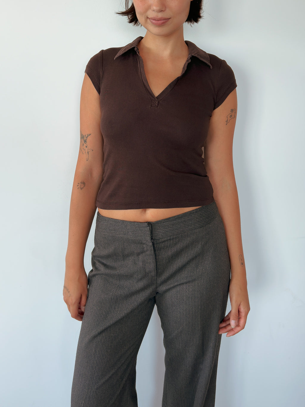 chocolate polo tee — size XS