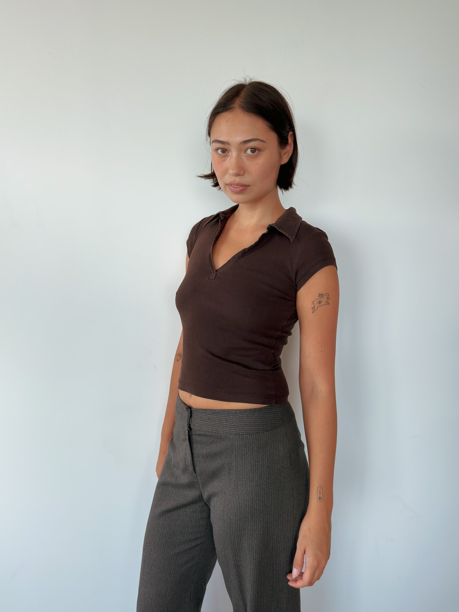 chocolate polo tee — size XS