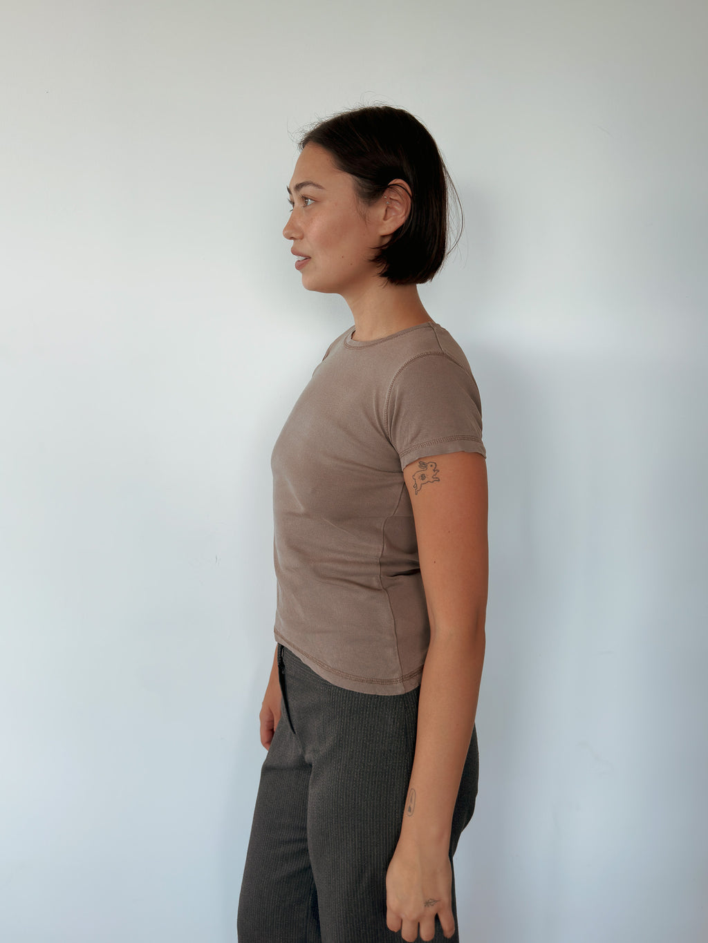 taupe baby tee — size S-M