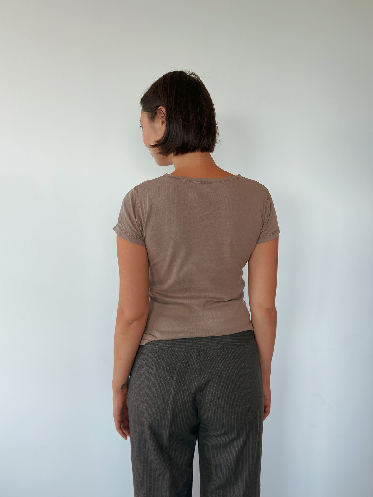 taupe baby tee — size S-M