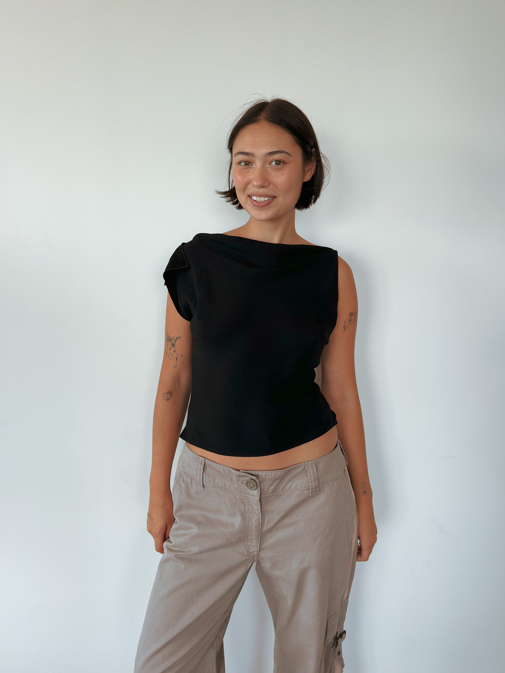 asymmetric drape top — size S