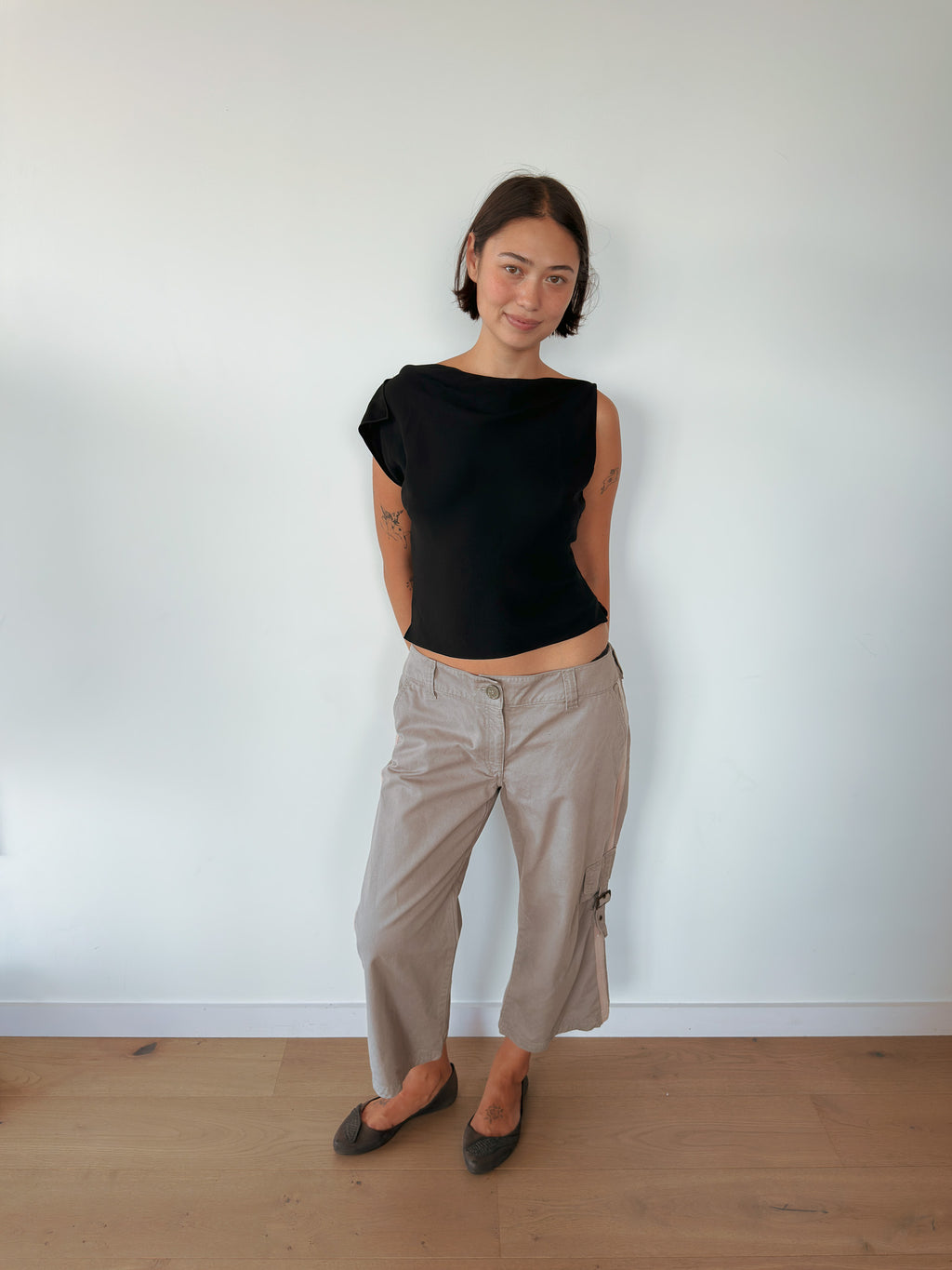 asymmetric drape top — size S