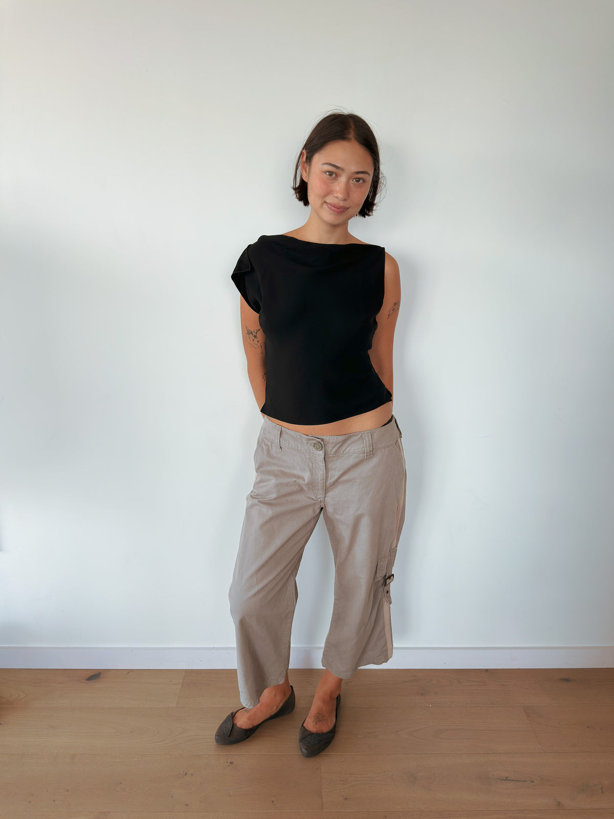 asymmetric drape top — size S