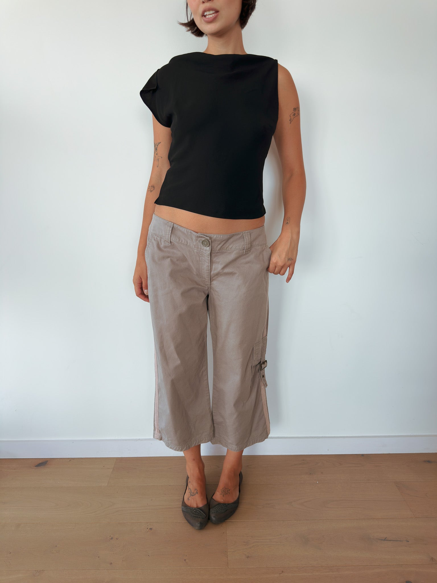 asymmetric drape top — size S