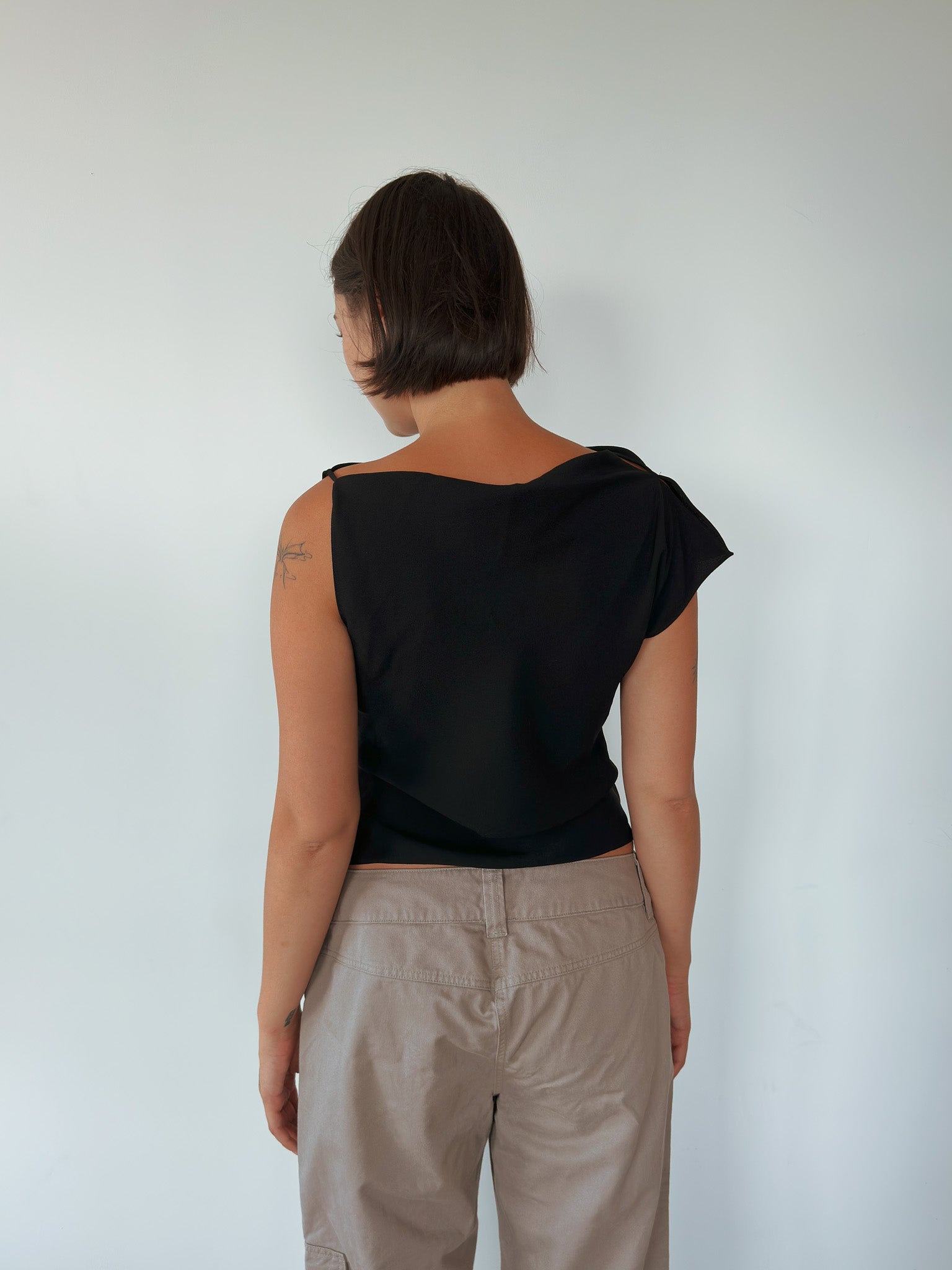 asymmetric drape top — size S