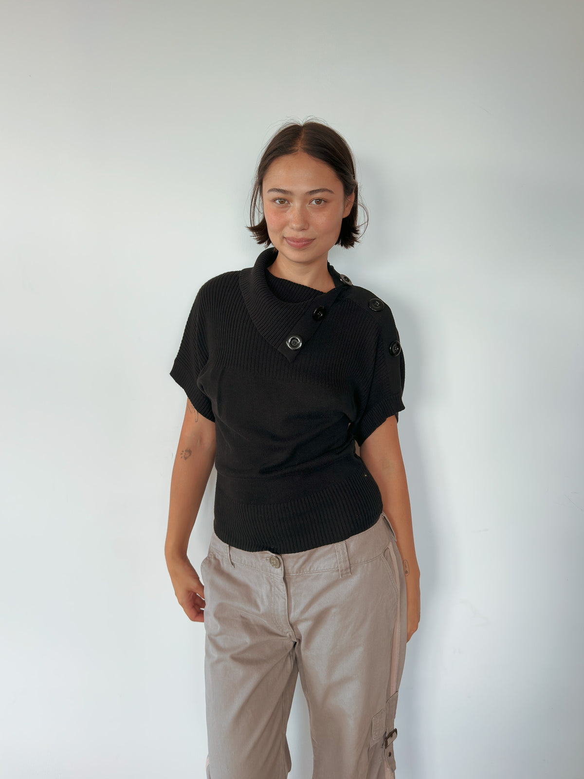 slouchy button knit — size S