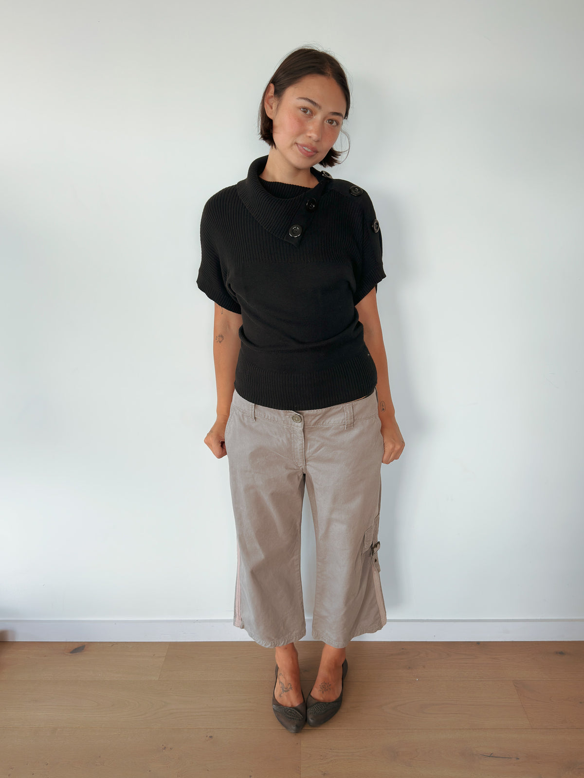 slouchy button knit — size S