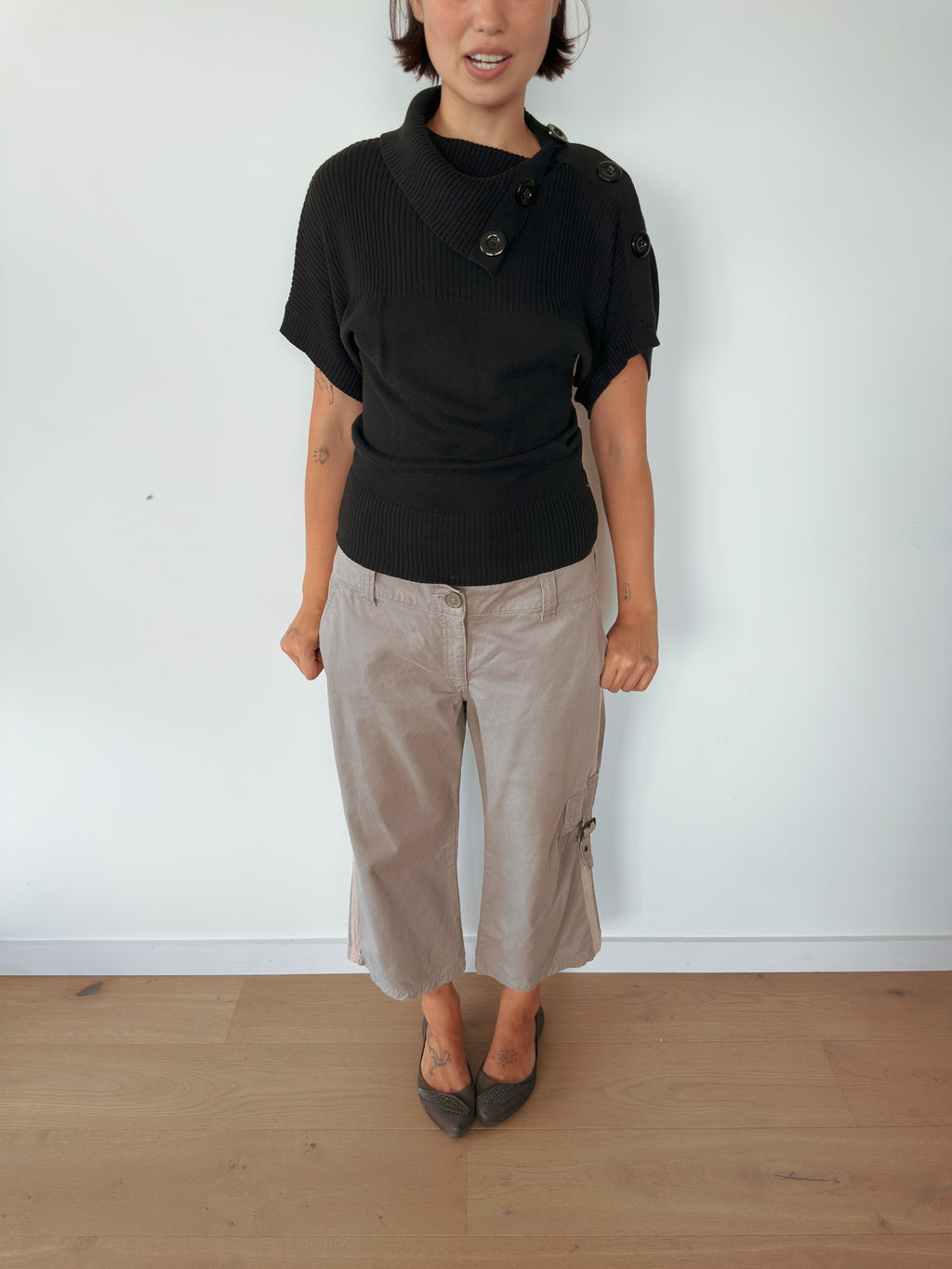 slouchy button knit — size S