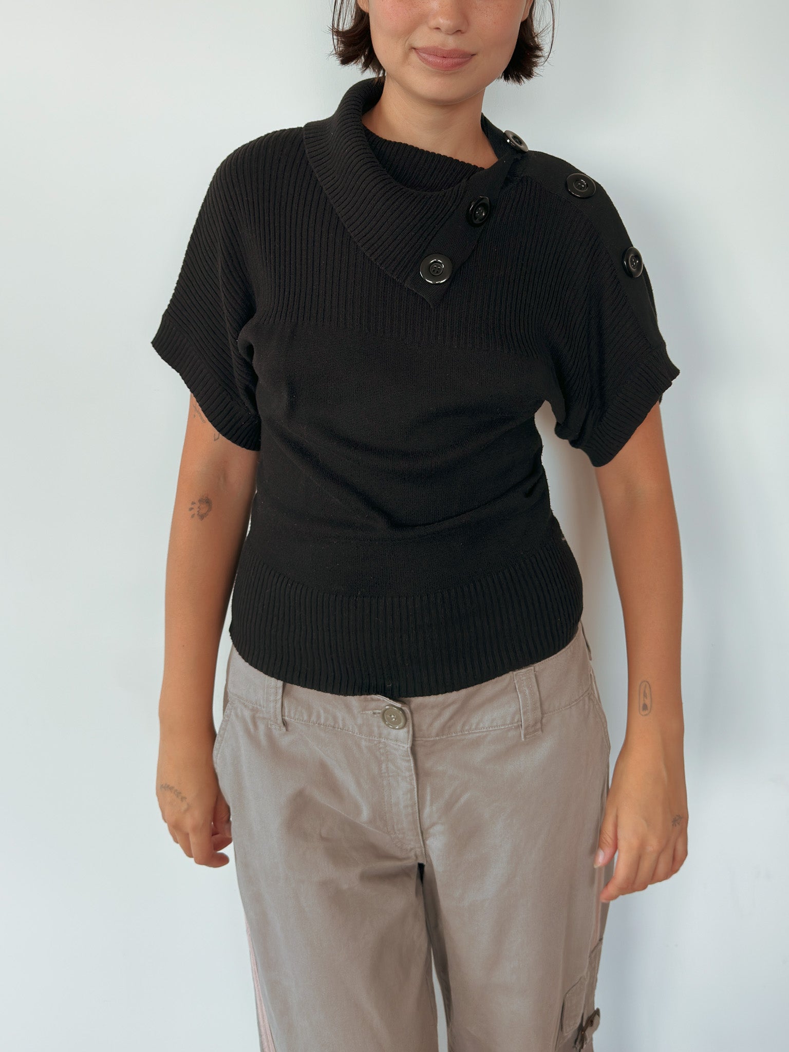 slouchy button knit — size S