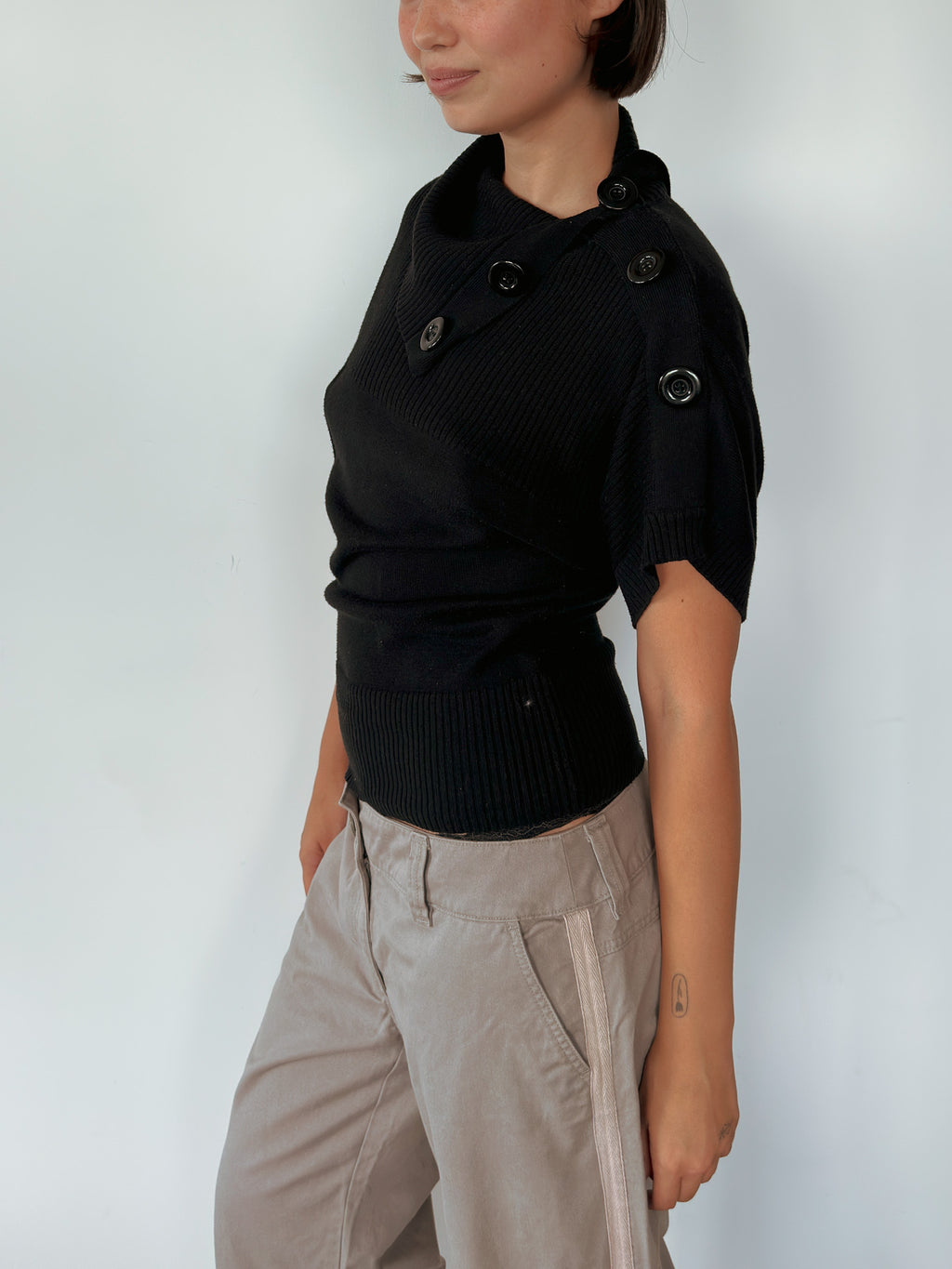 slouchy button knit — size S