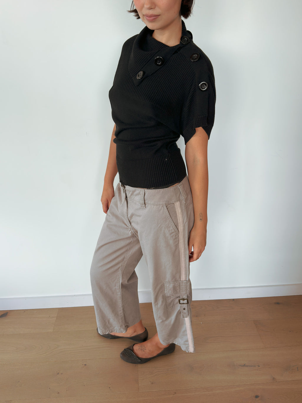 slouchy button knit — size S