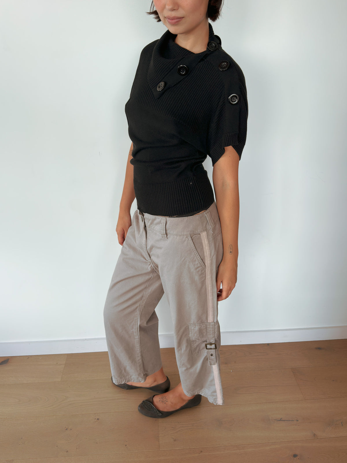 slouchy button knit — size S