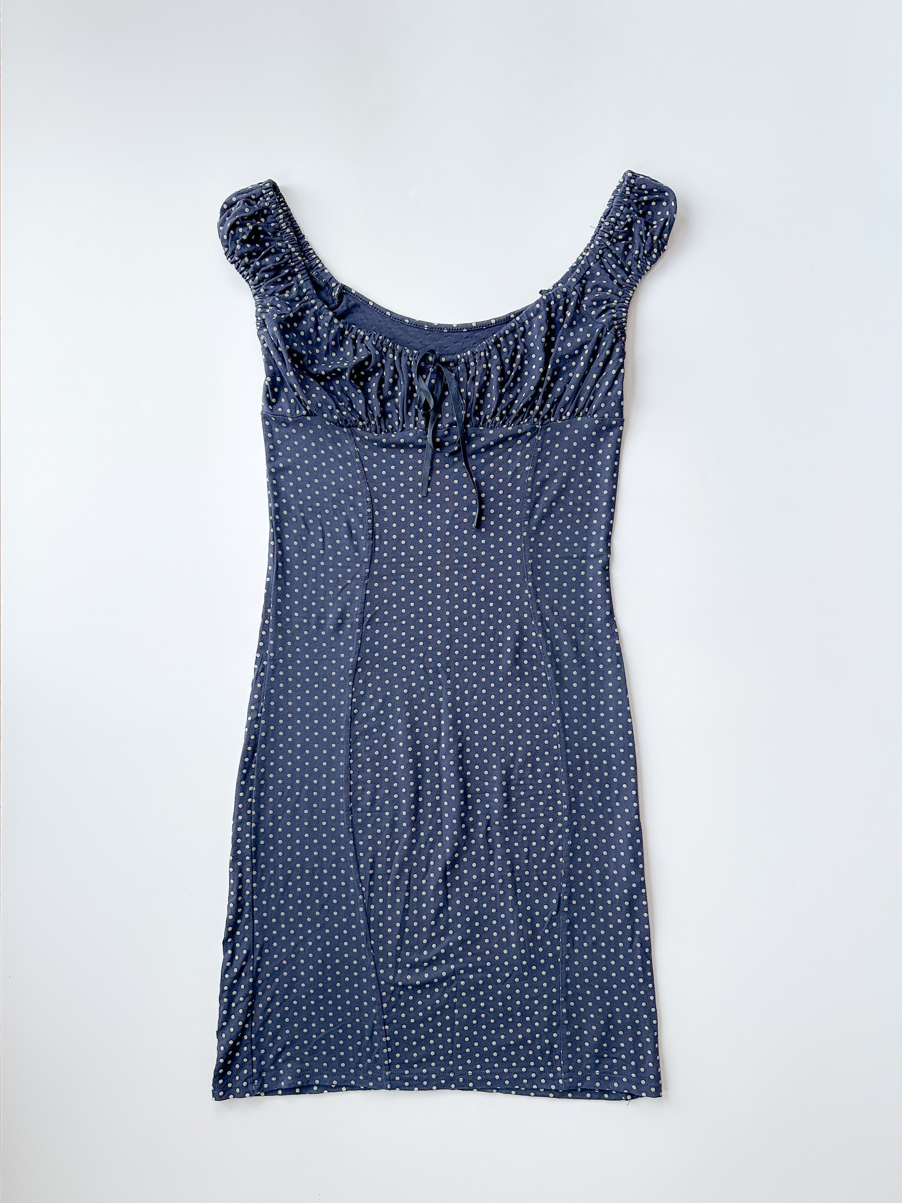 polka dot milkmaid dress / size small-medium
