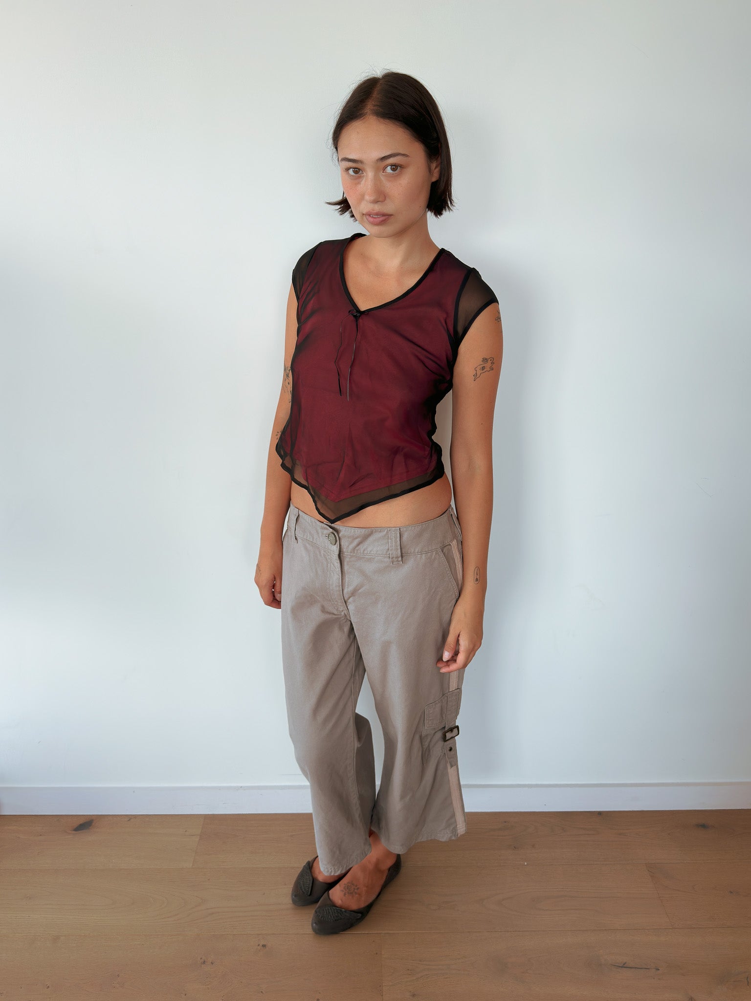 asymmetric mesh tee — size S