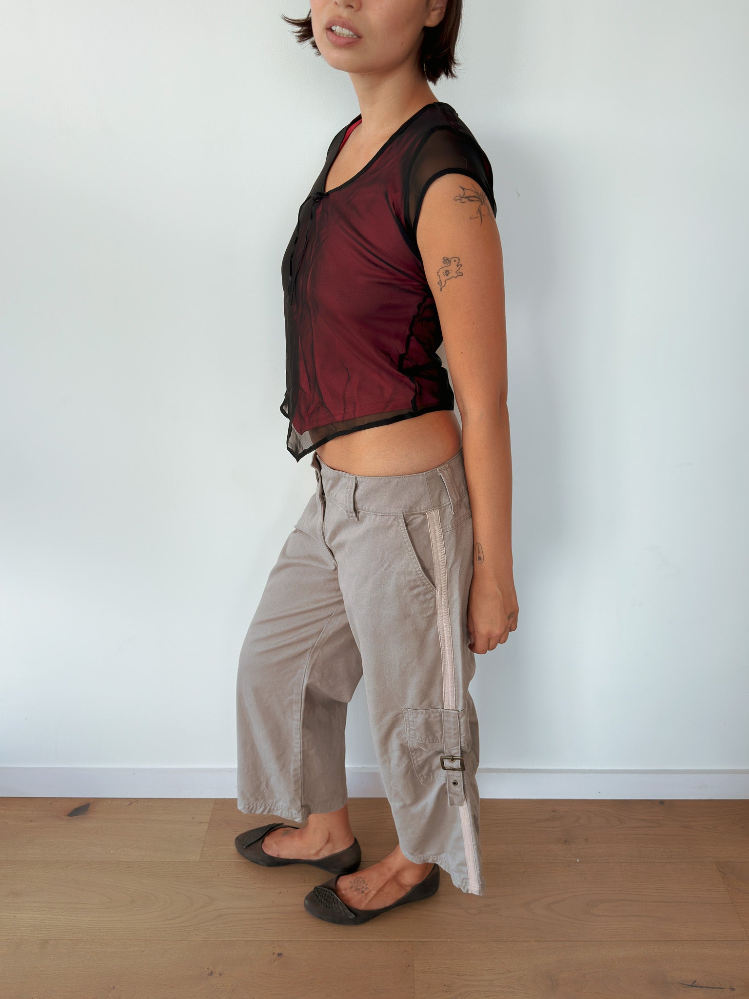 asymmetric mesh tee — size S