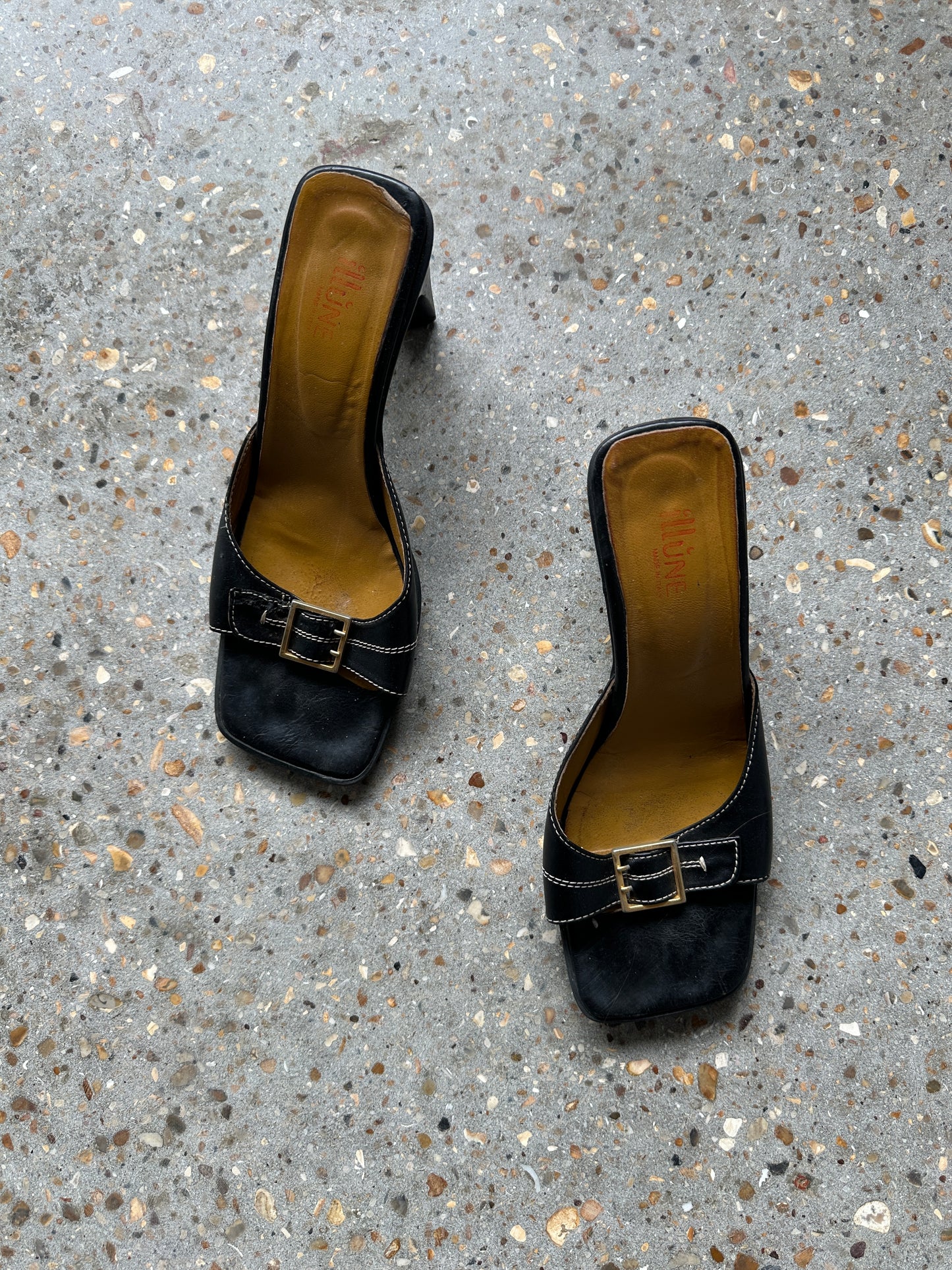 Buckle Mules with Block Heel - UK Size 4 | EU 37