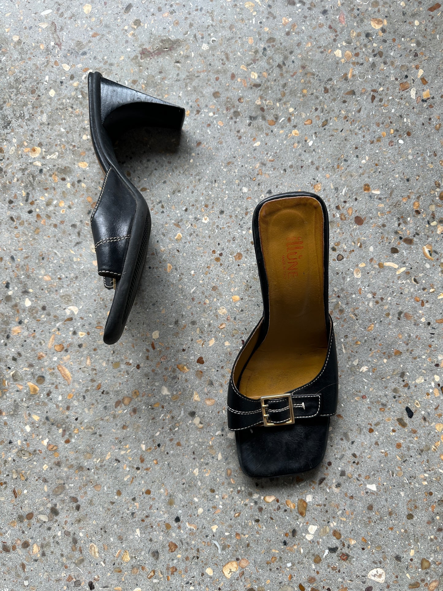 Buckle Mules with Block Heel - UK Size 4 | EU 37