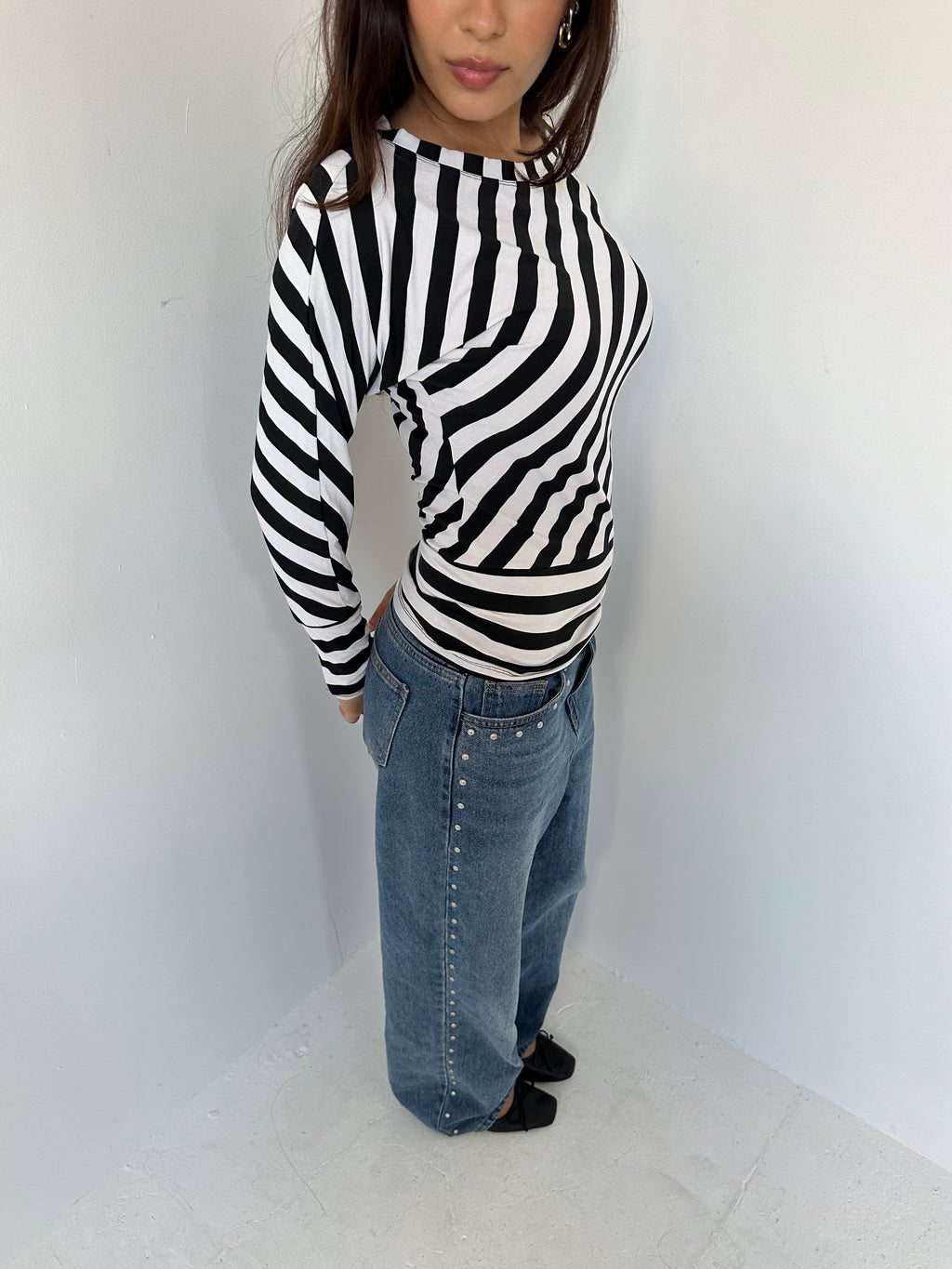 slouchy stripe top — size s
