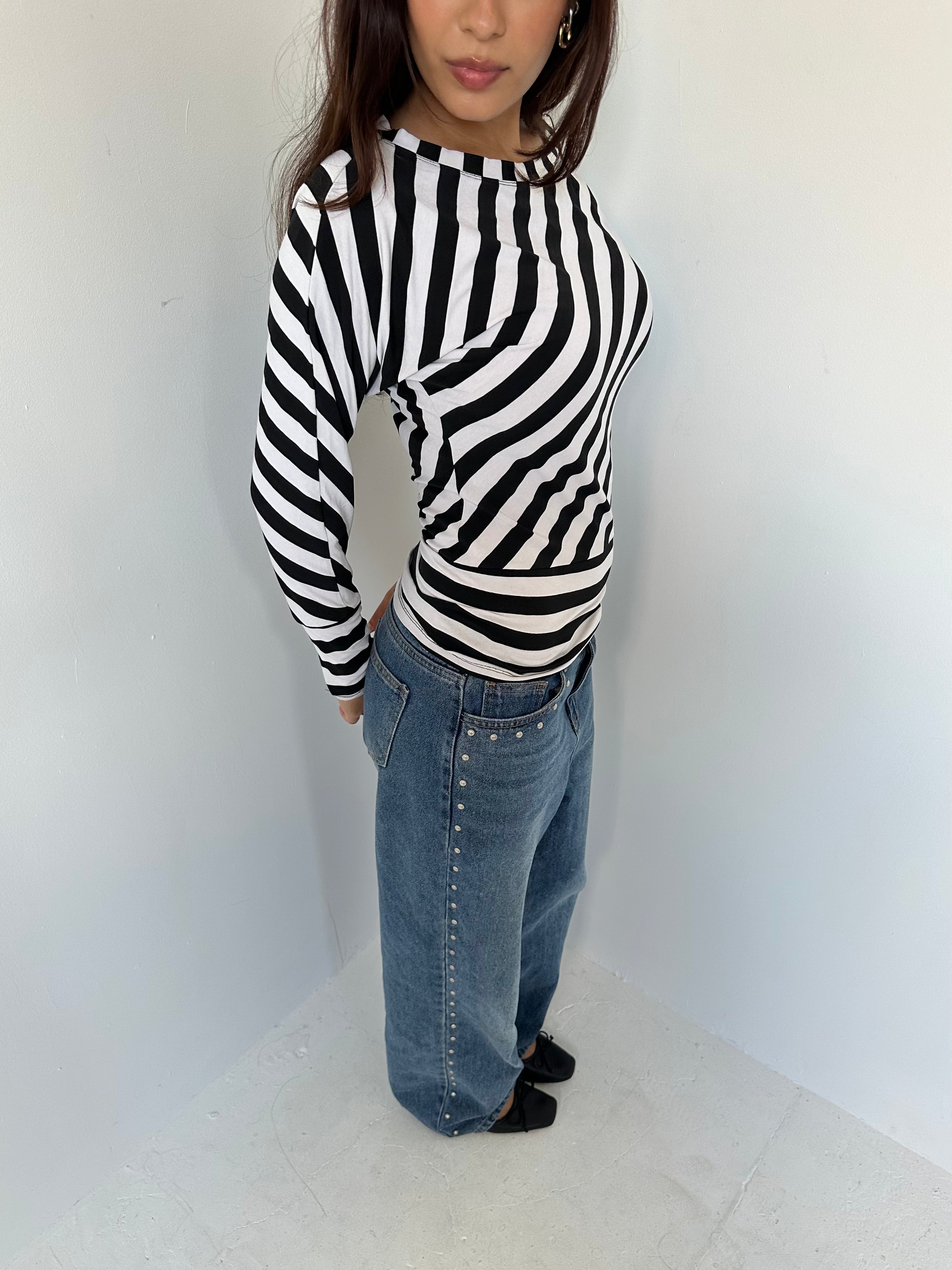 slouchy stripe top — size s