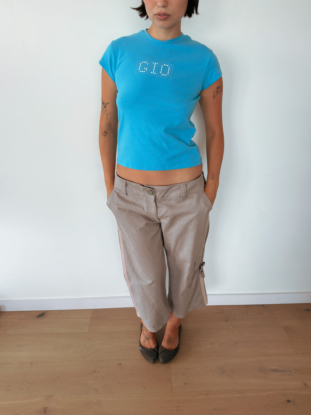 blue baby tee — size S