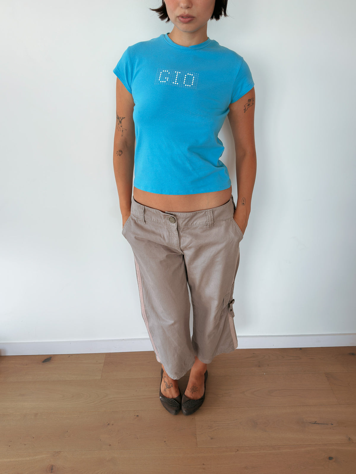 blue baby tee — size S