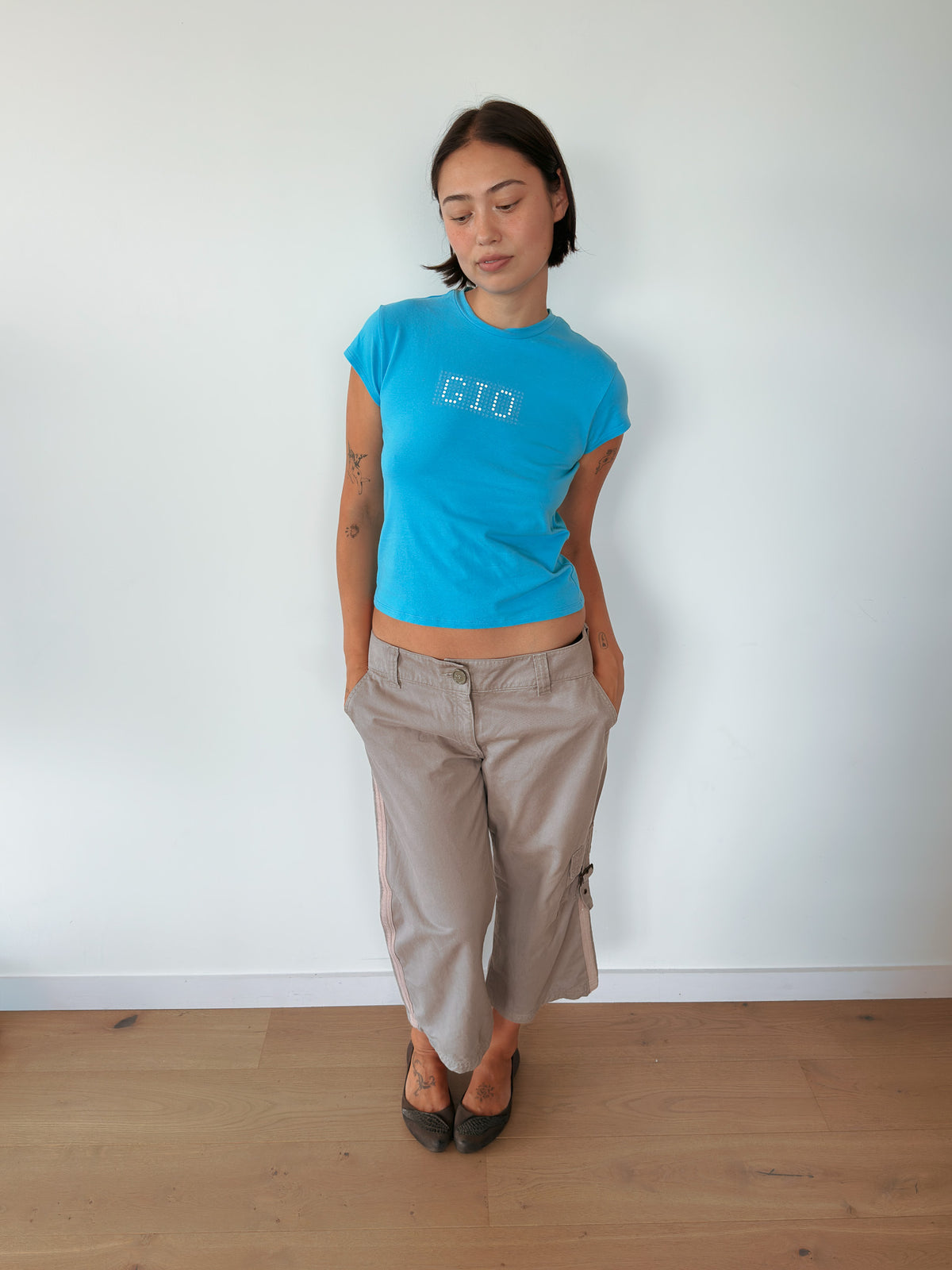 blue baby tee — size S