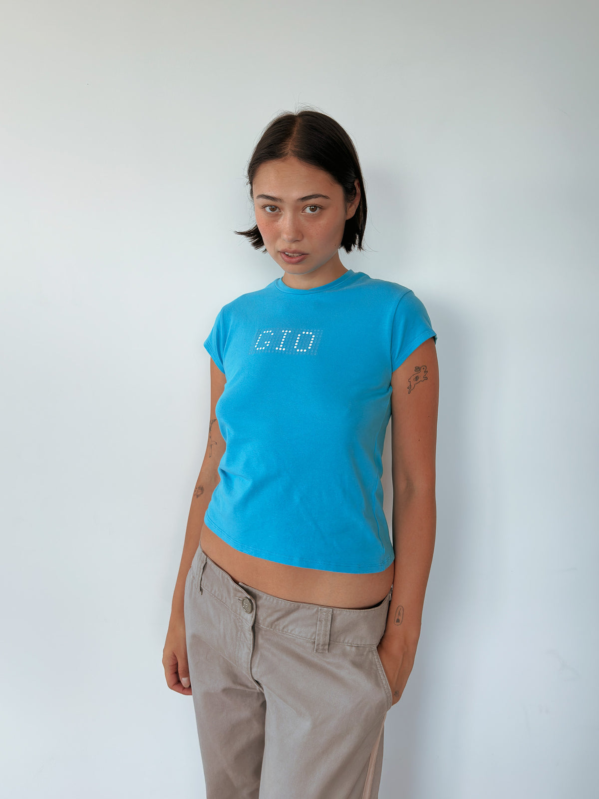 blue baby tee — size S