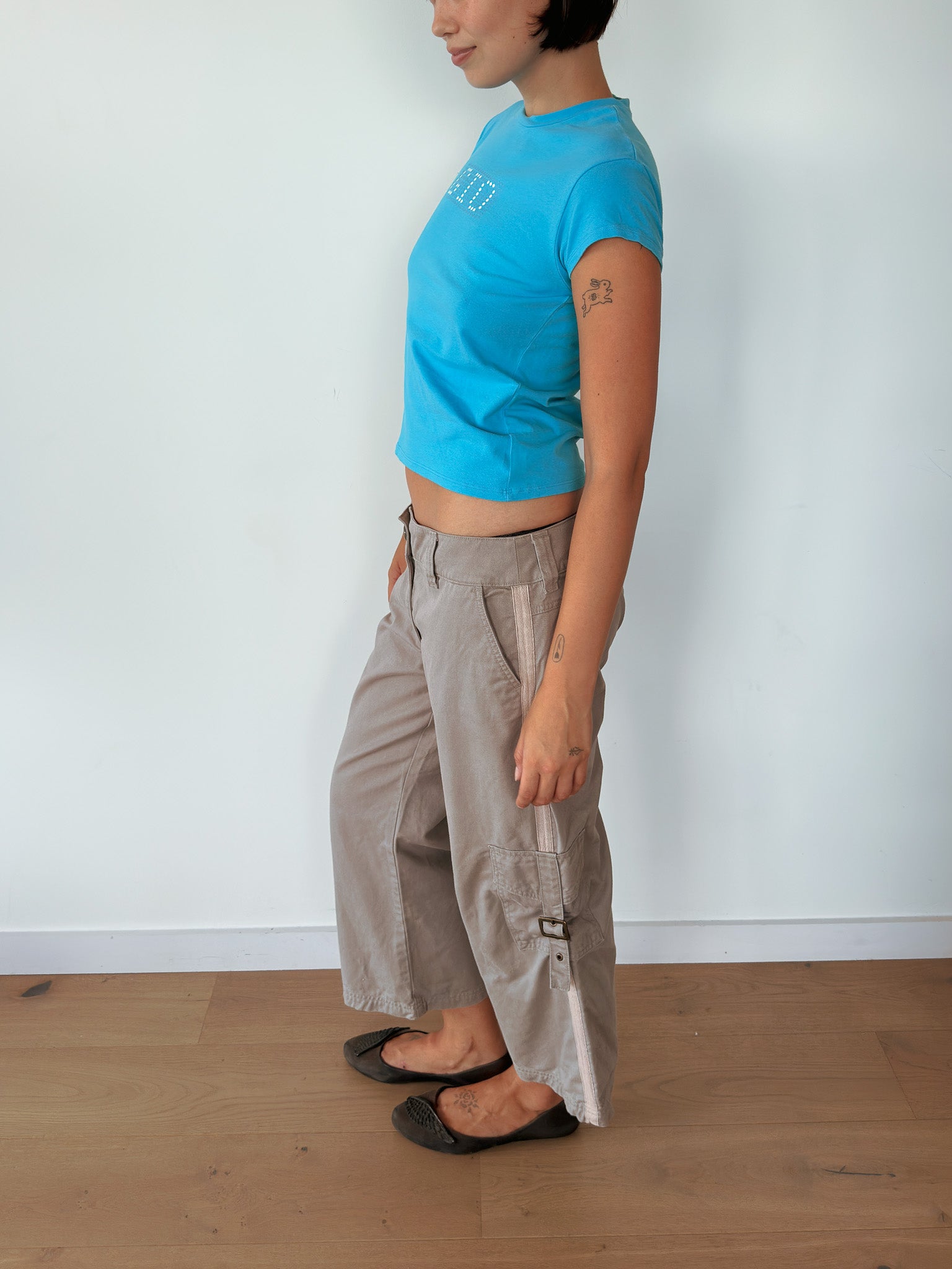 blue baby tee — size S
