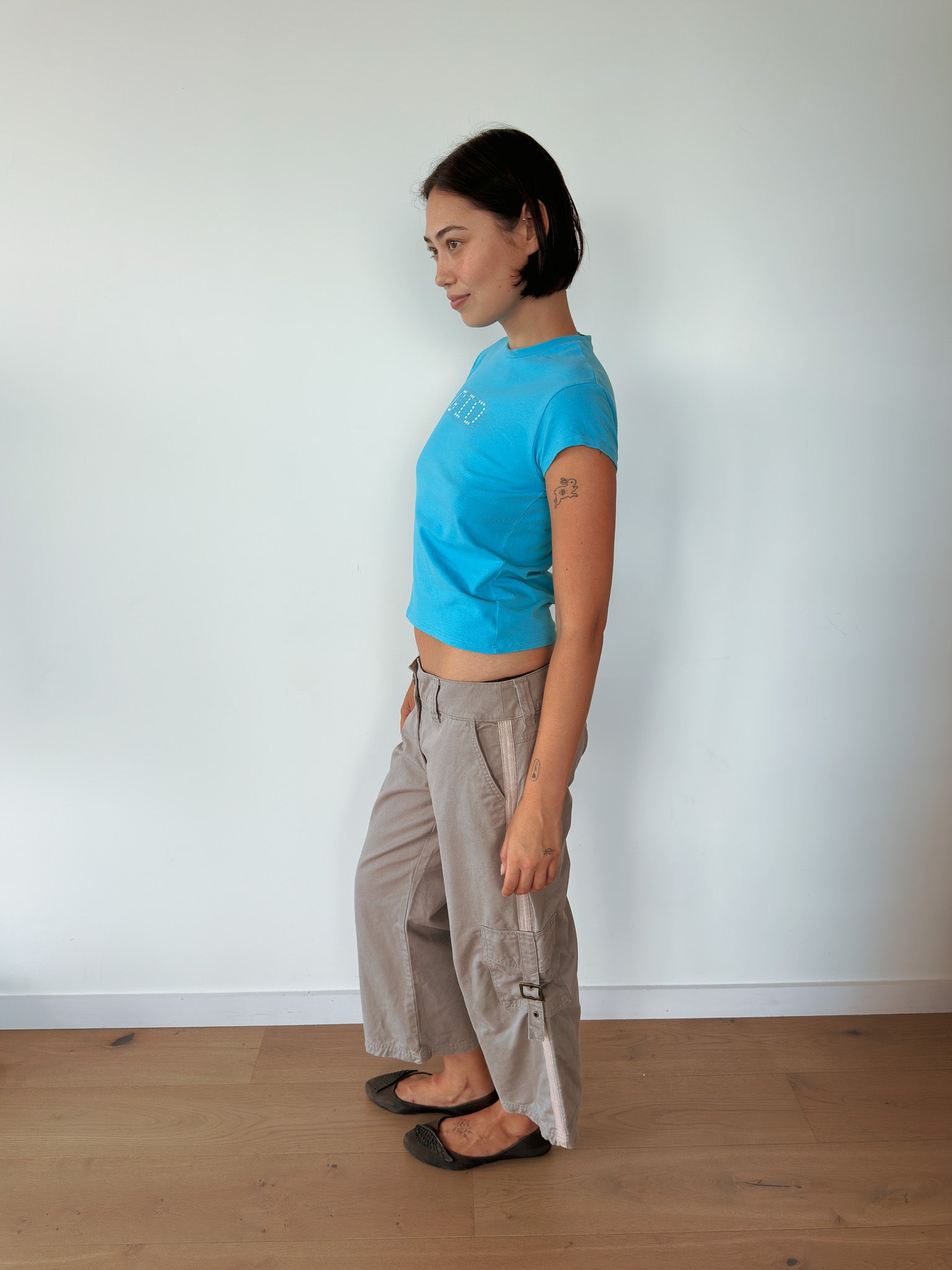blue baby tee — size S