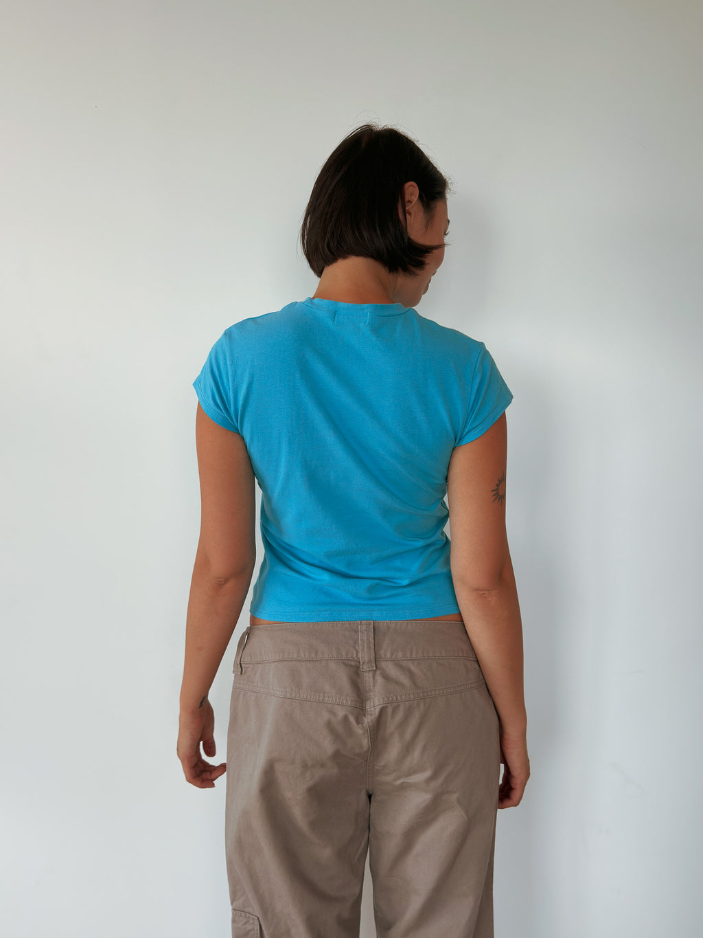 blue baby tee — size S