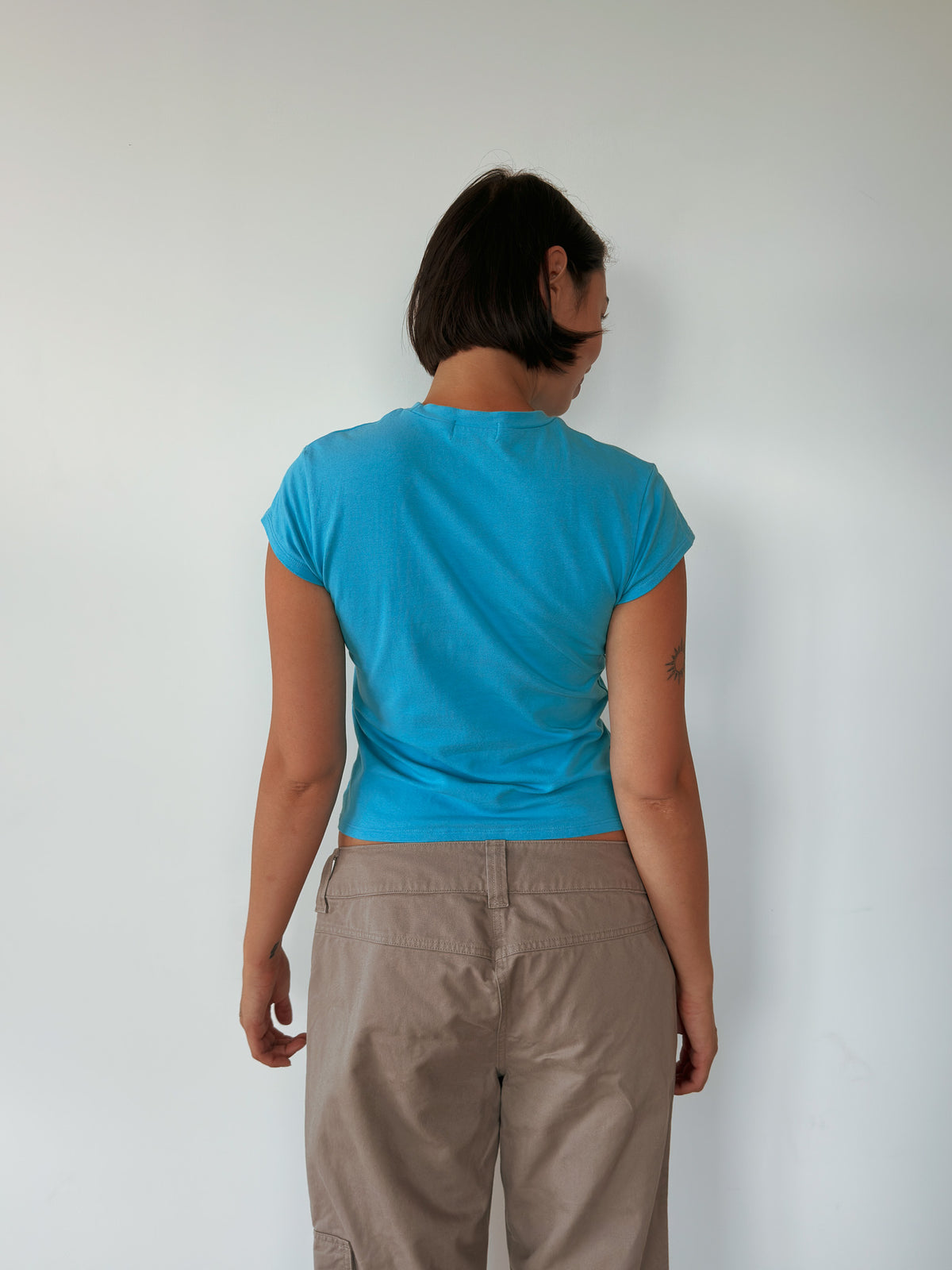 blue baby tee — size S