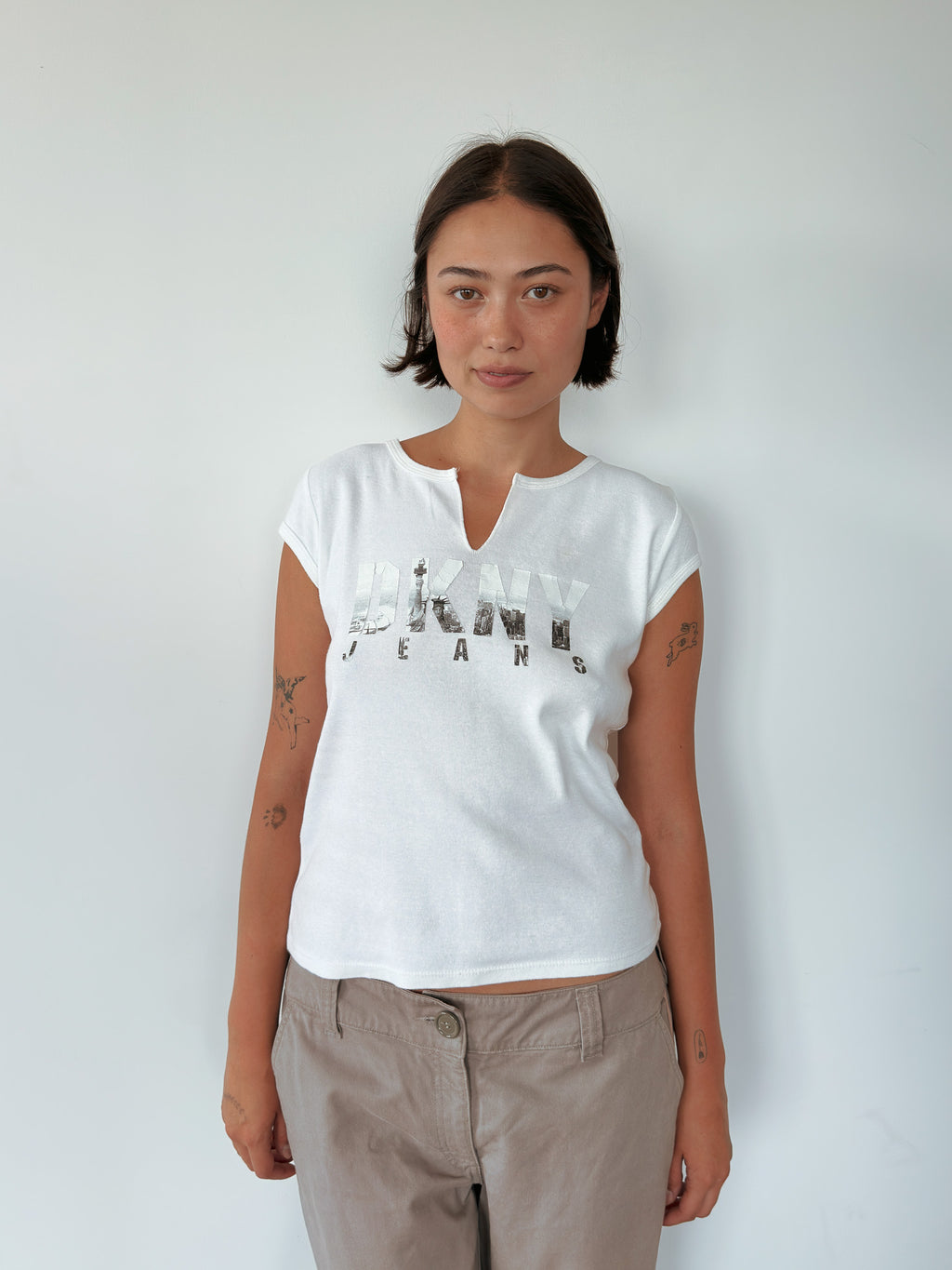 dkny baby tee — size L