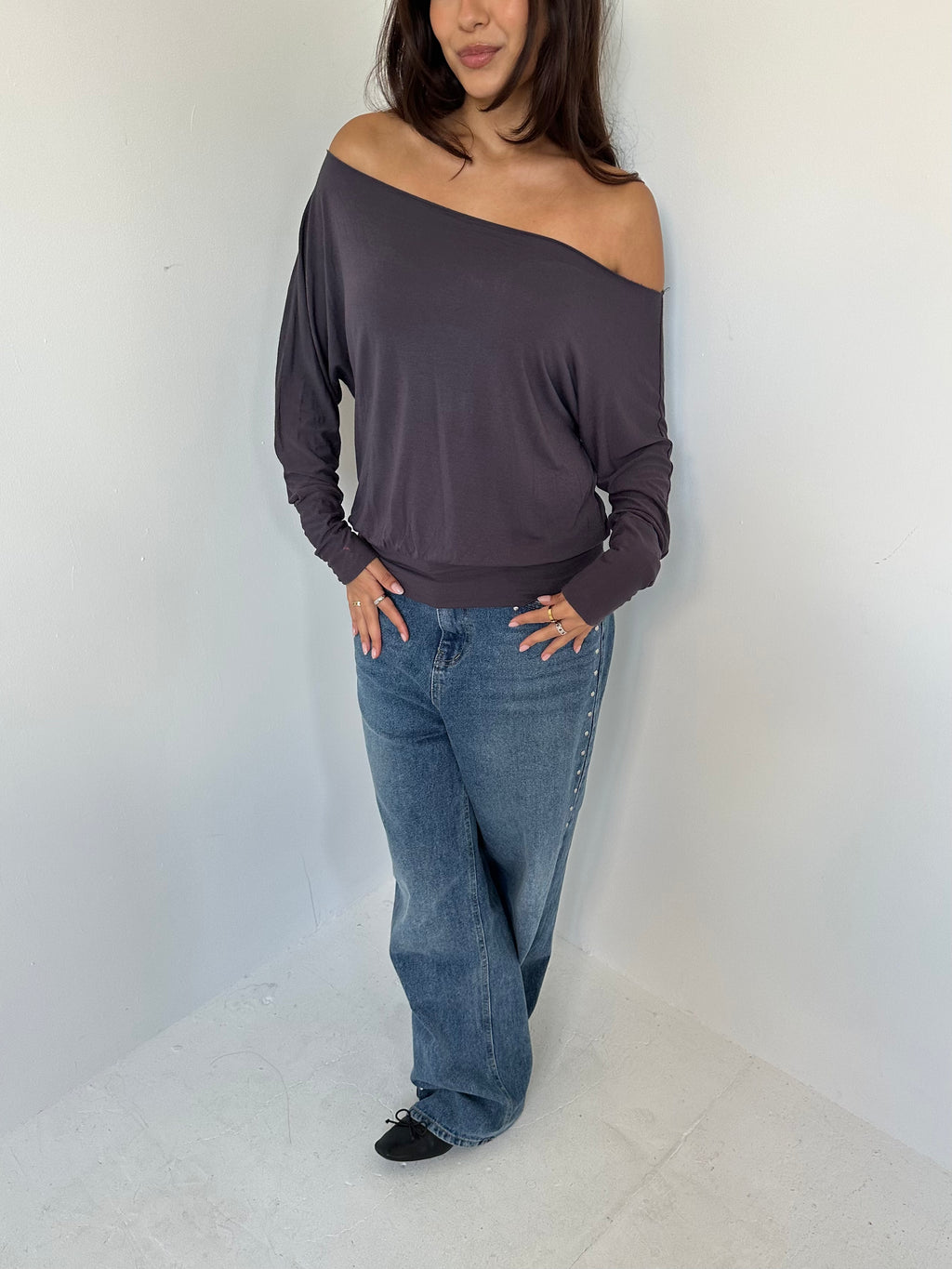 slouchy long sleeve top — size s/m