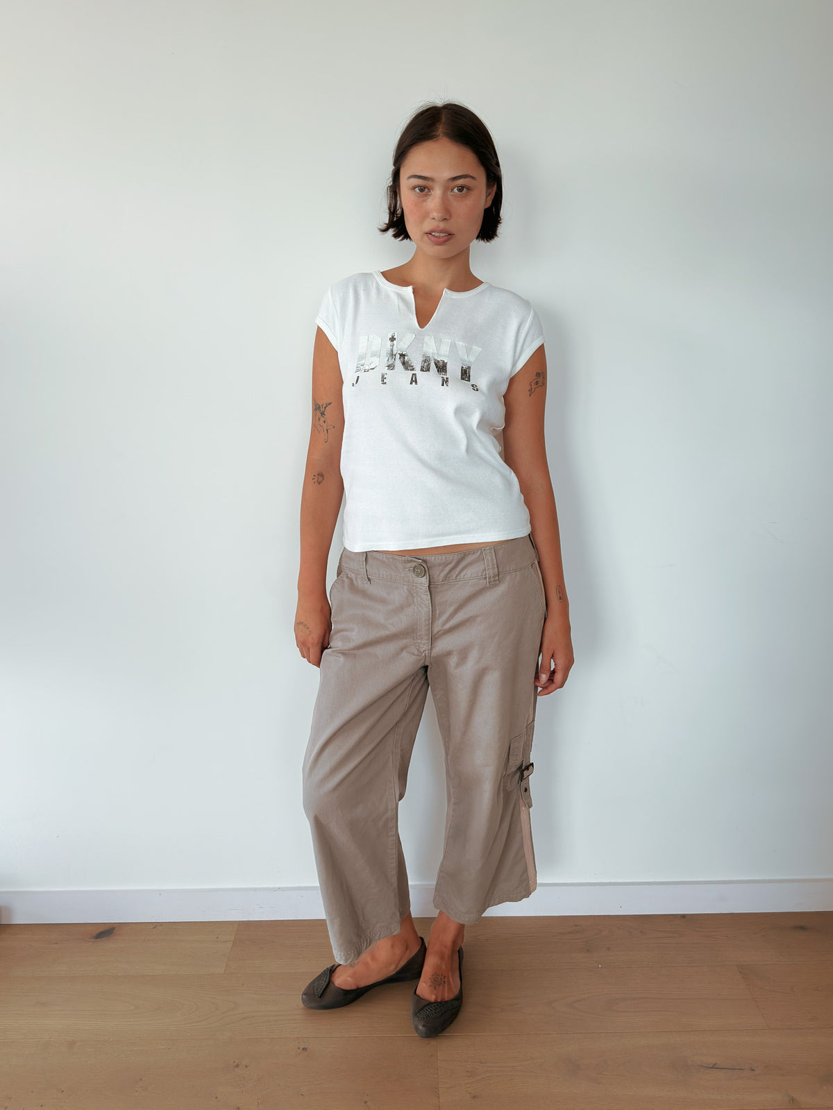 dkny baby tee — size L