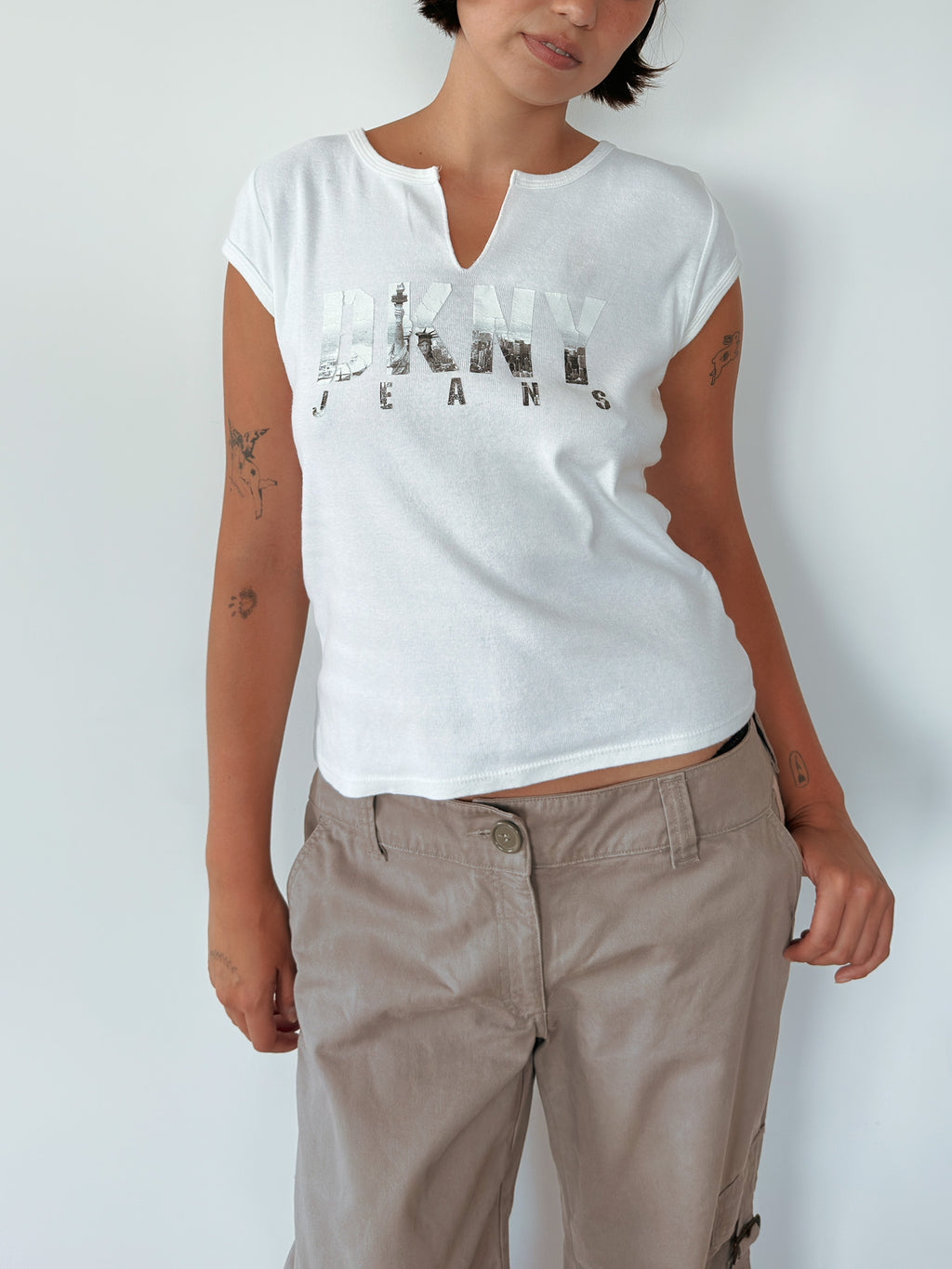 dkny baby tee — size L
