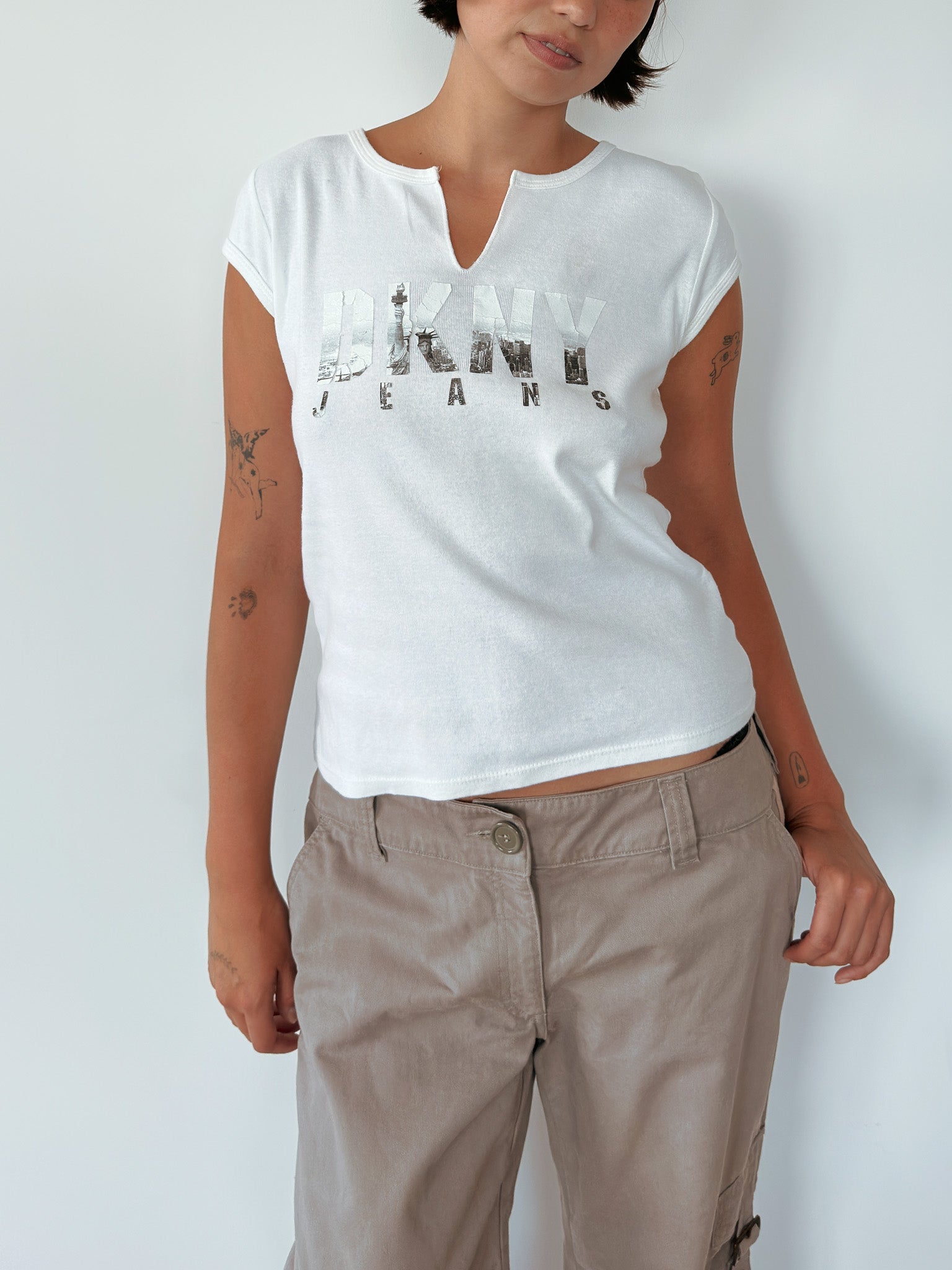 dkny baby tee — size L