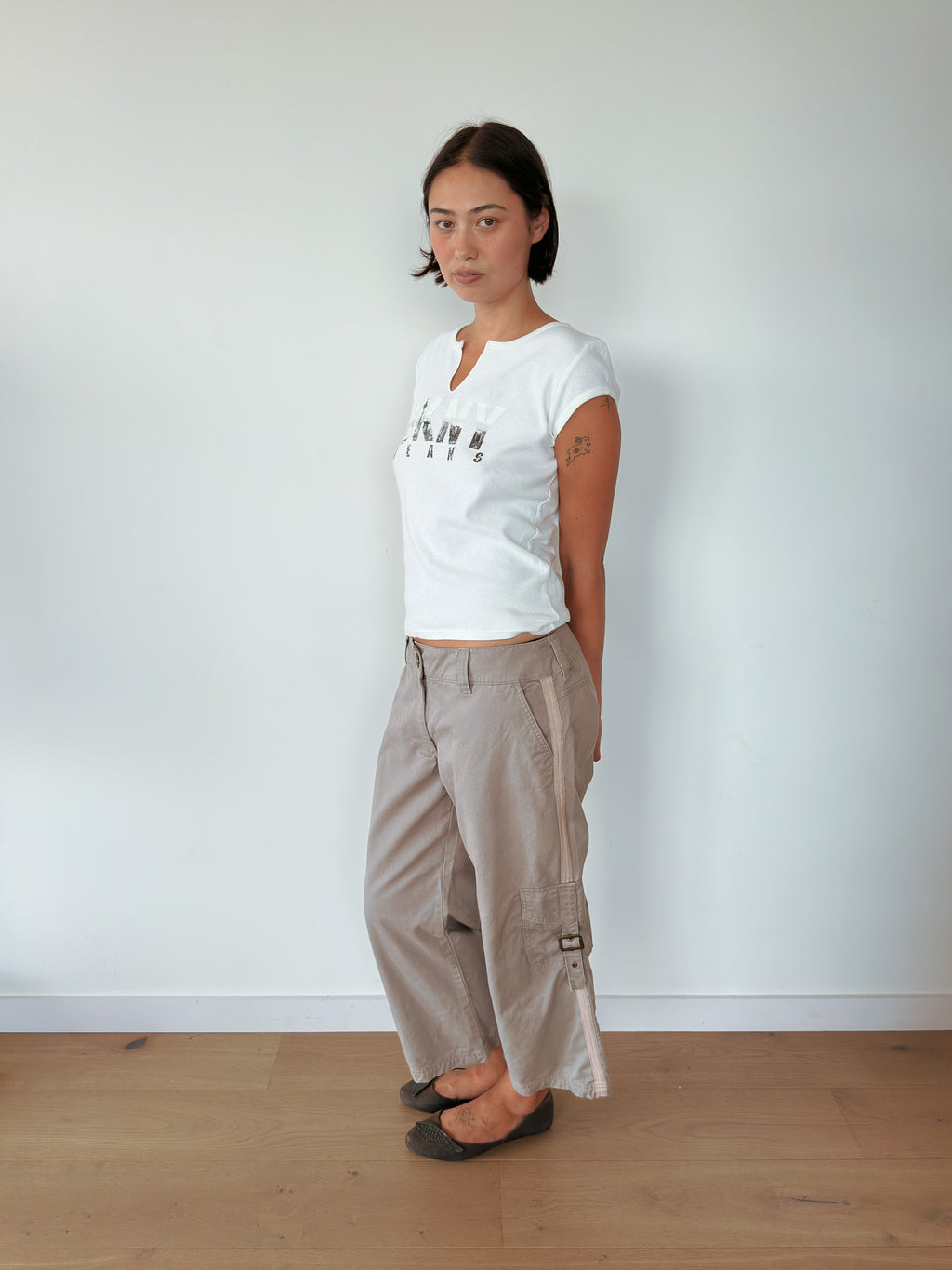 dkny baby tee — size L