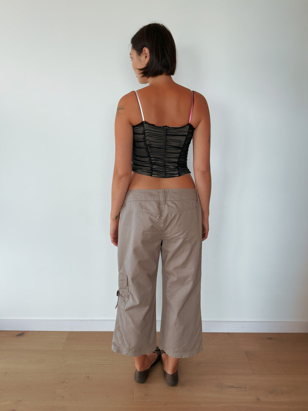 ruched mesh corset top — size XS