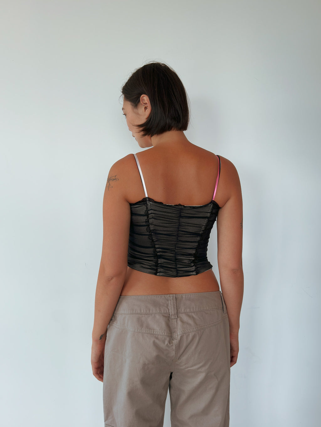 ruched mesh corset top — size XS