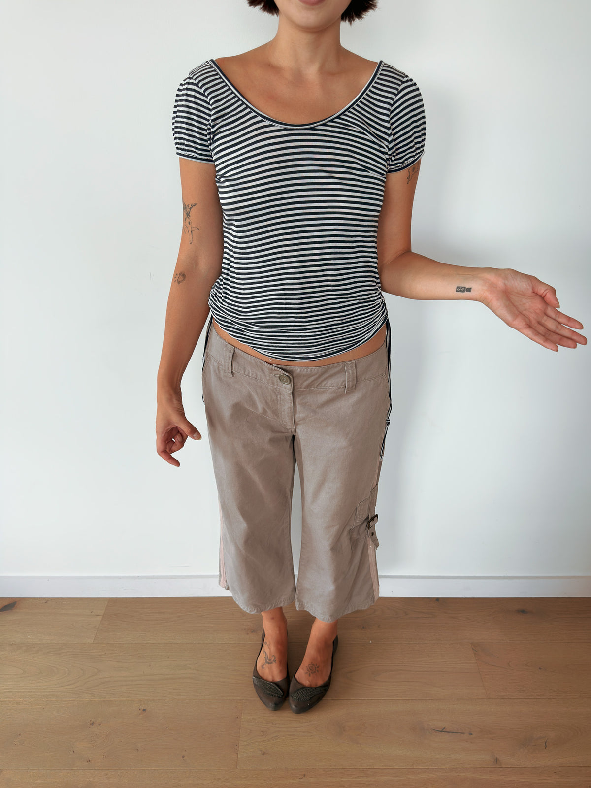 off shoulder stripe top — size S