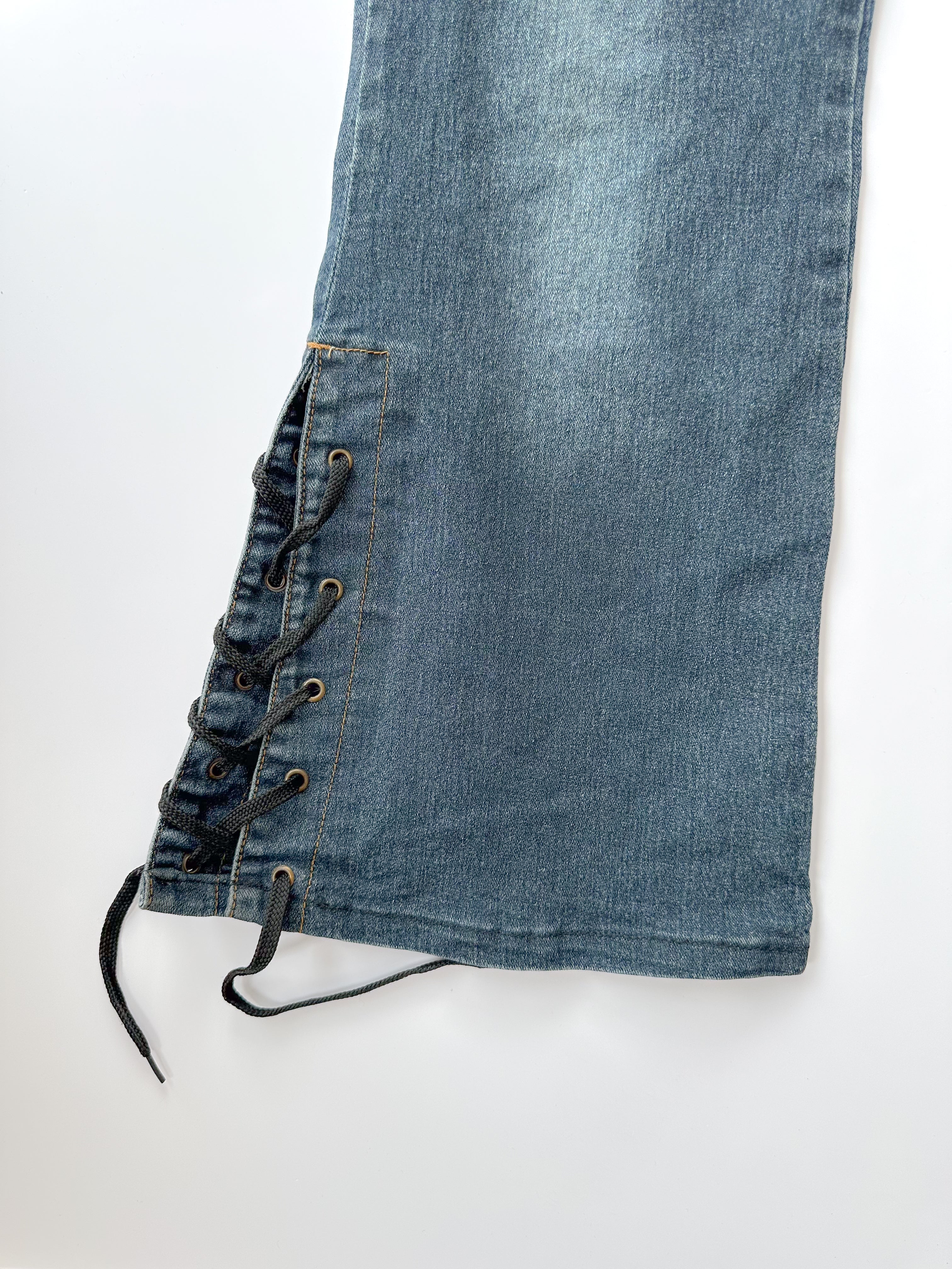 lace denim flares / size small