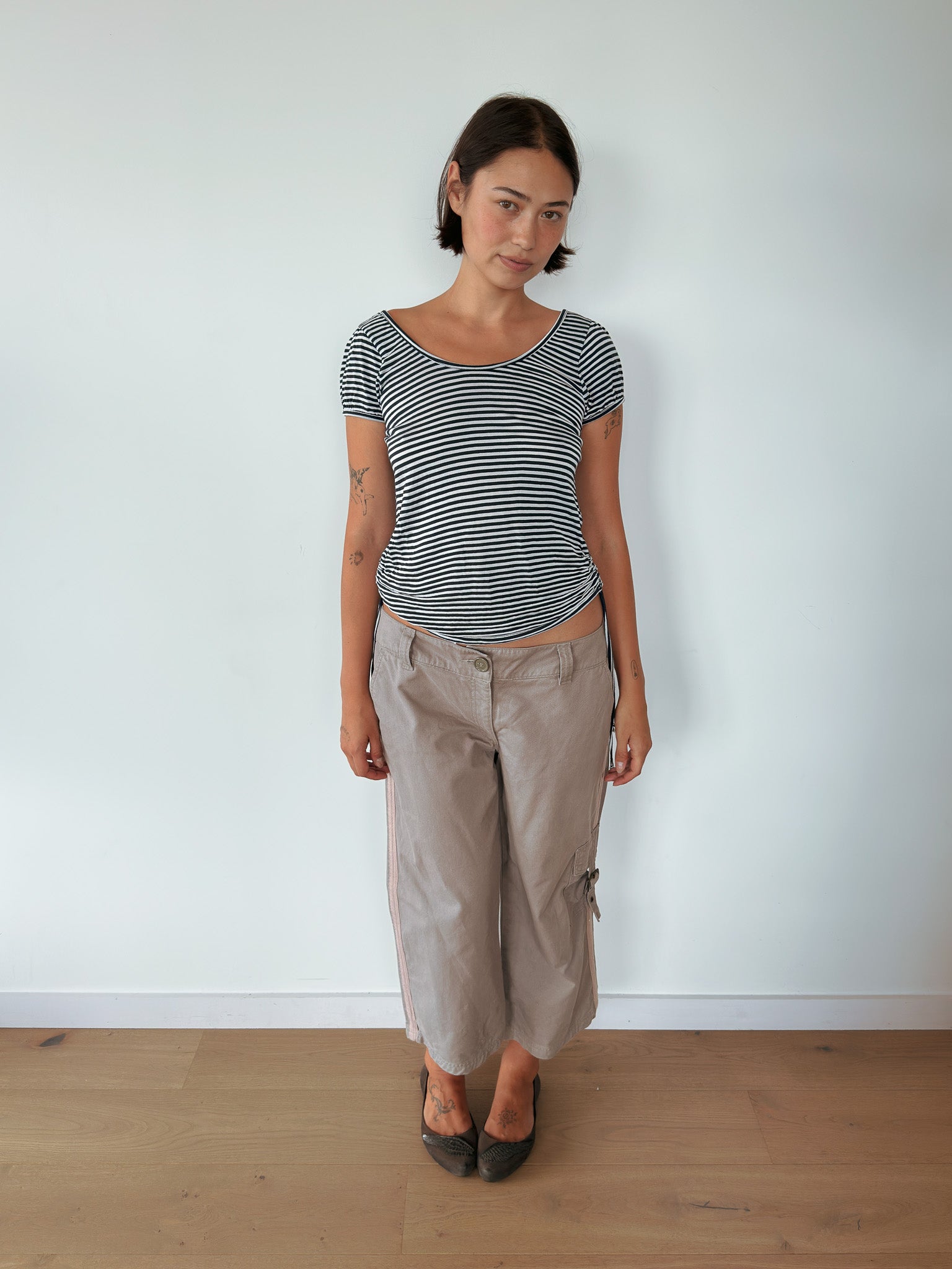 off shoulder stripe top — size S