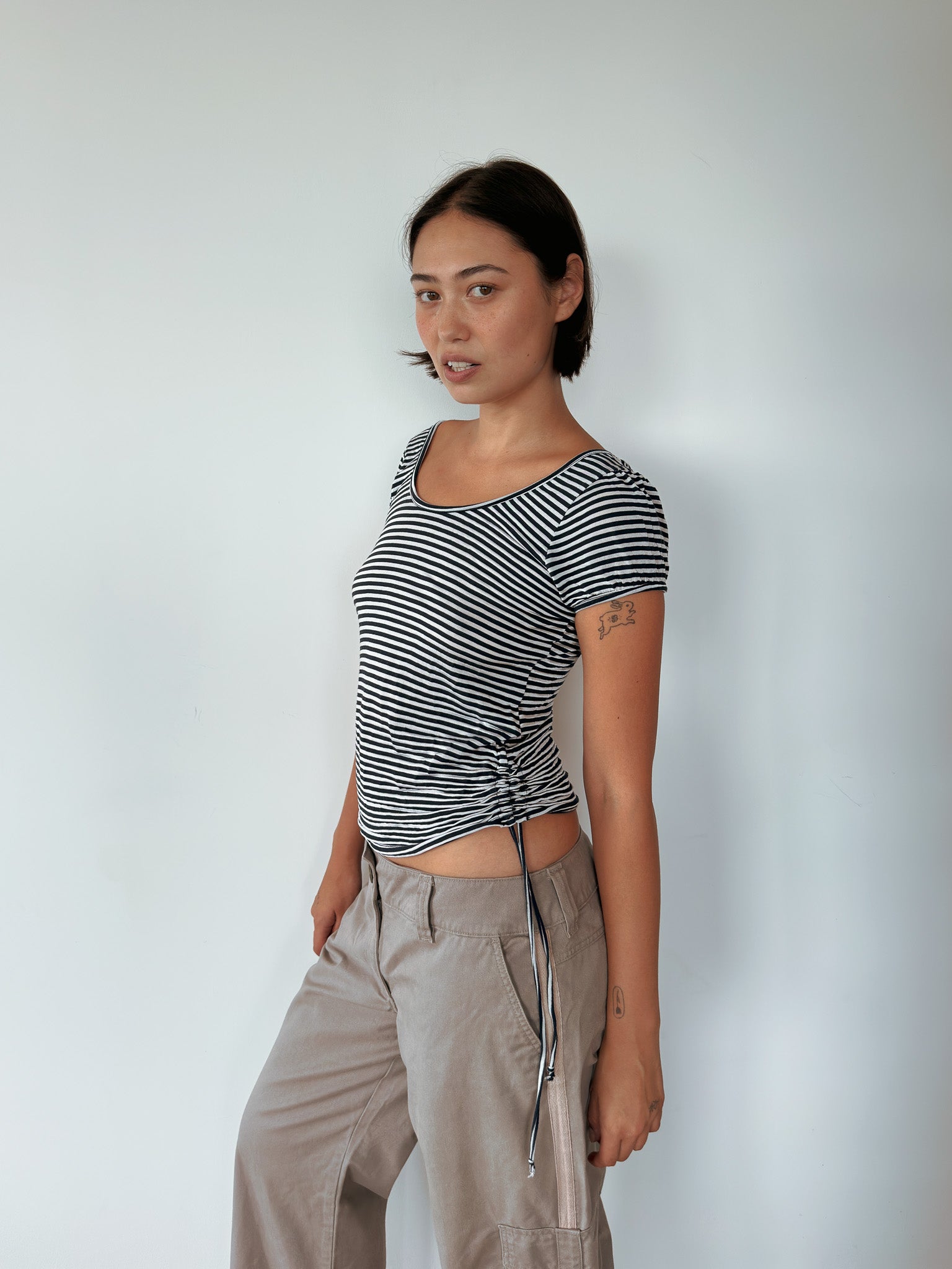 off shoulder stripe top — size S