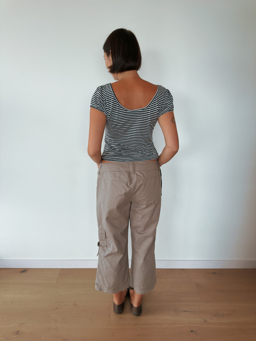 off shoulder stripe top — size S
