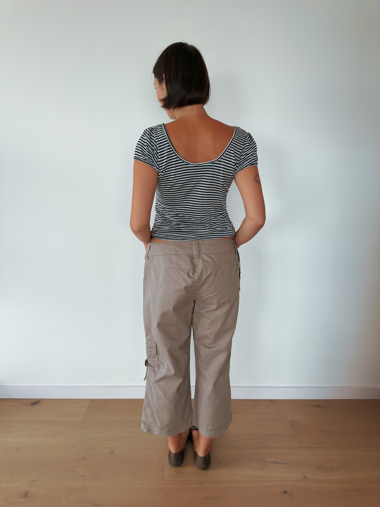 off shoulder stripe top — size S